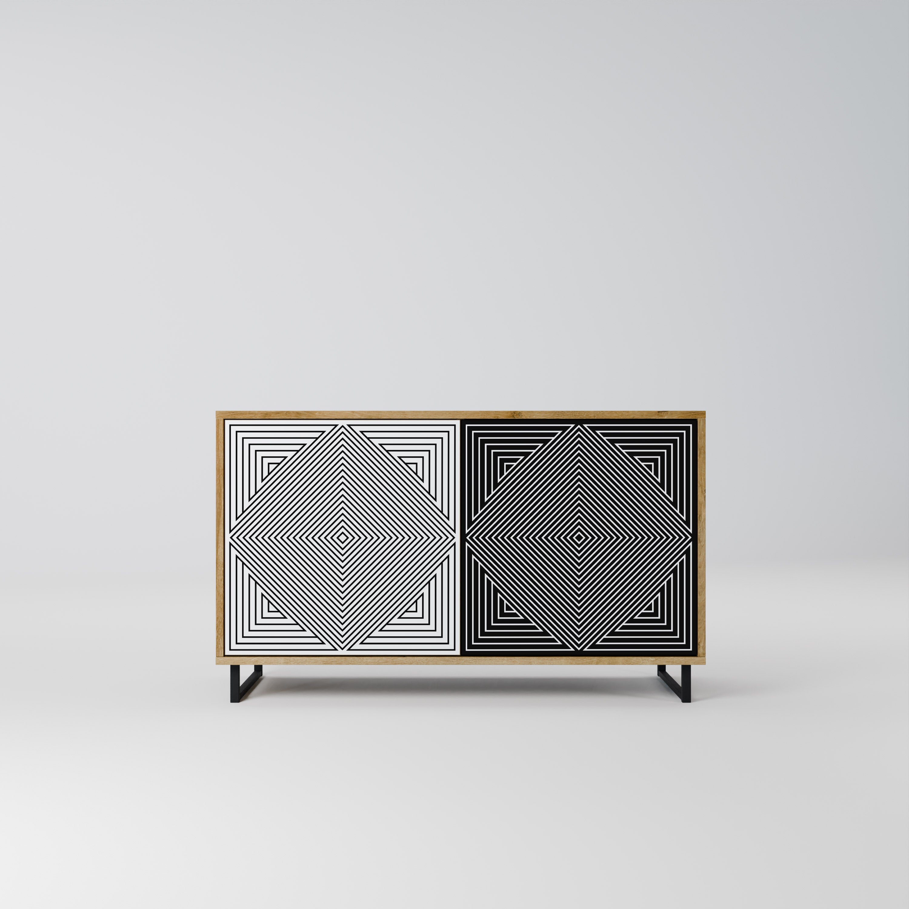 POLYGON ILLUSION Aparador de 2 Portas em Efeito Carvalho