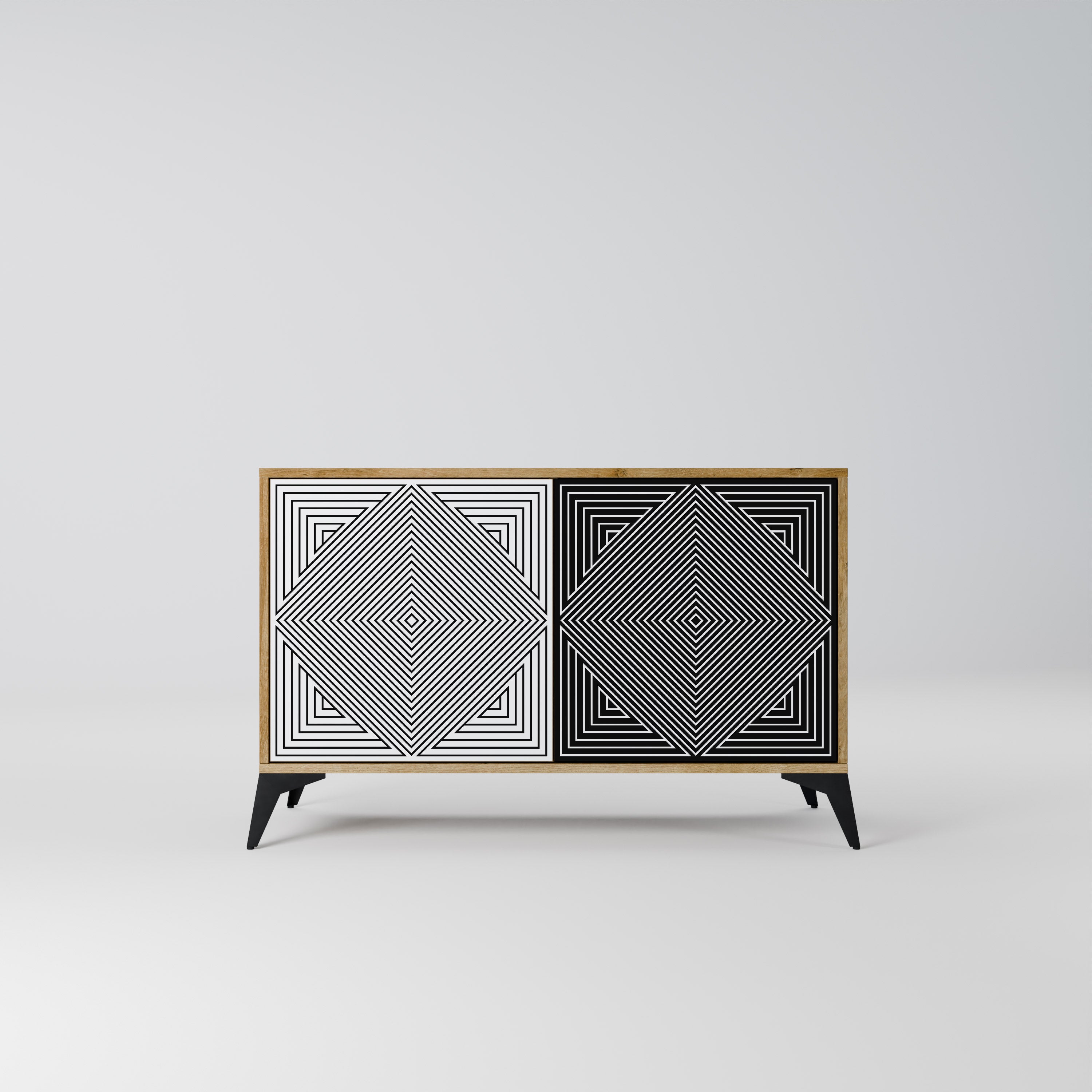 POLYGON ILLUSION Aparador de 2 Portas em Efeito Carvalho