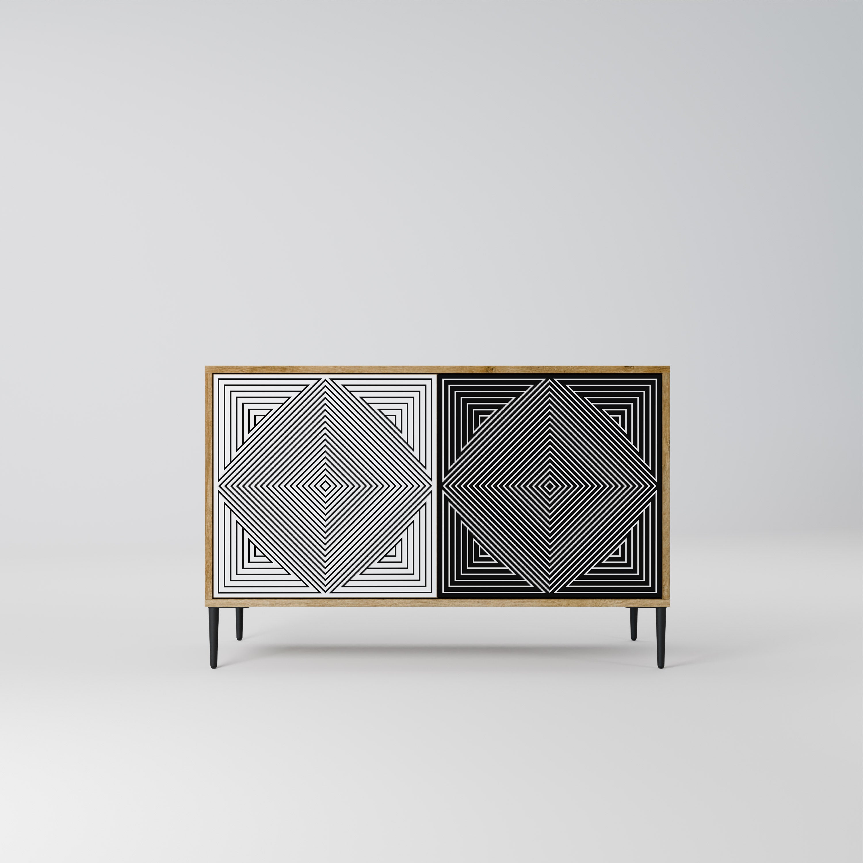 POLYGON ILLUSION Aparador de 2 Portas em Efeito Carvalho