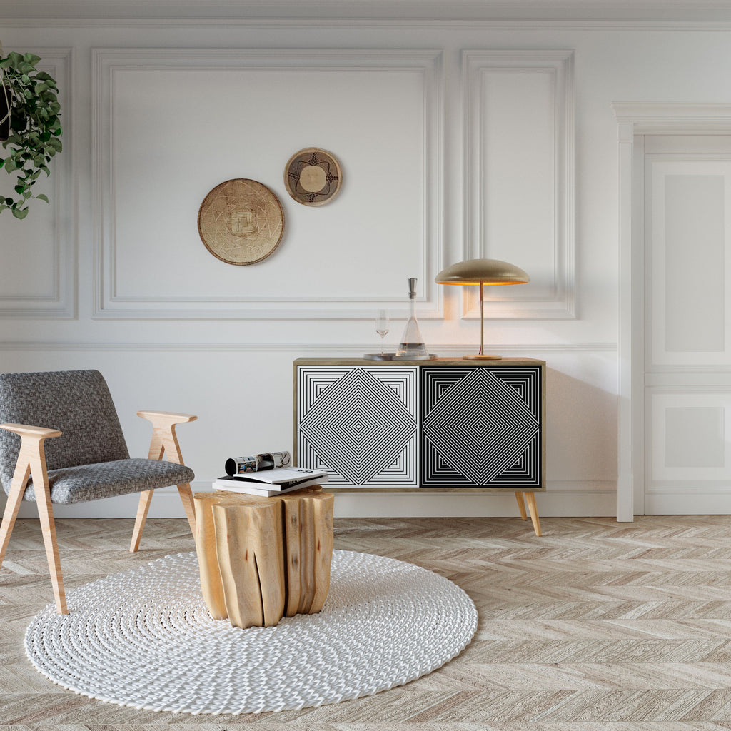 POLYGON ILLUSION Aparador de 2 Portas em Efeito Carvalho