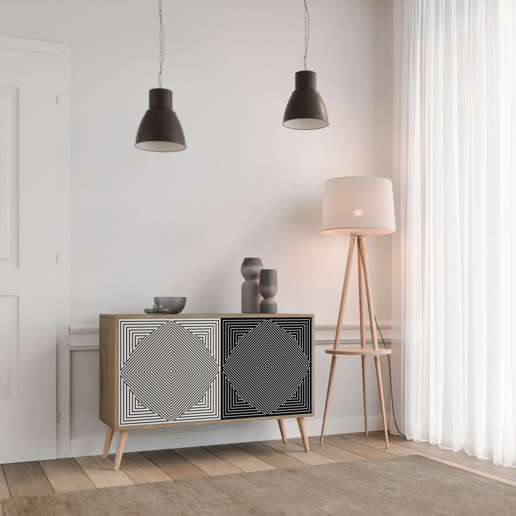 POLYGON ILLUSION Aparador de 2 Portas em Efeito Carvalho