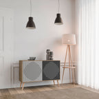 POLYGON ILLUSION Aparador de 2 Portas em Efeito Carvalho