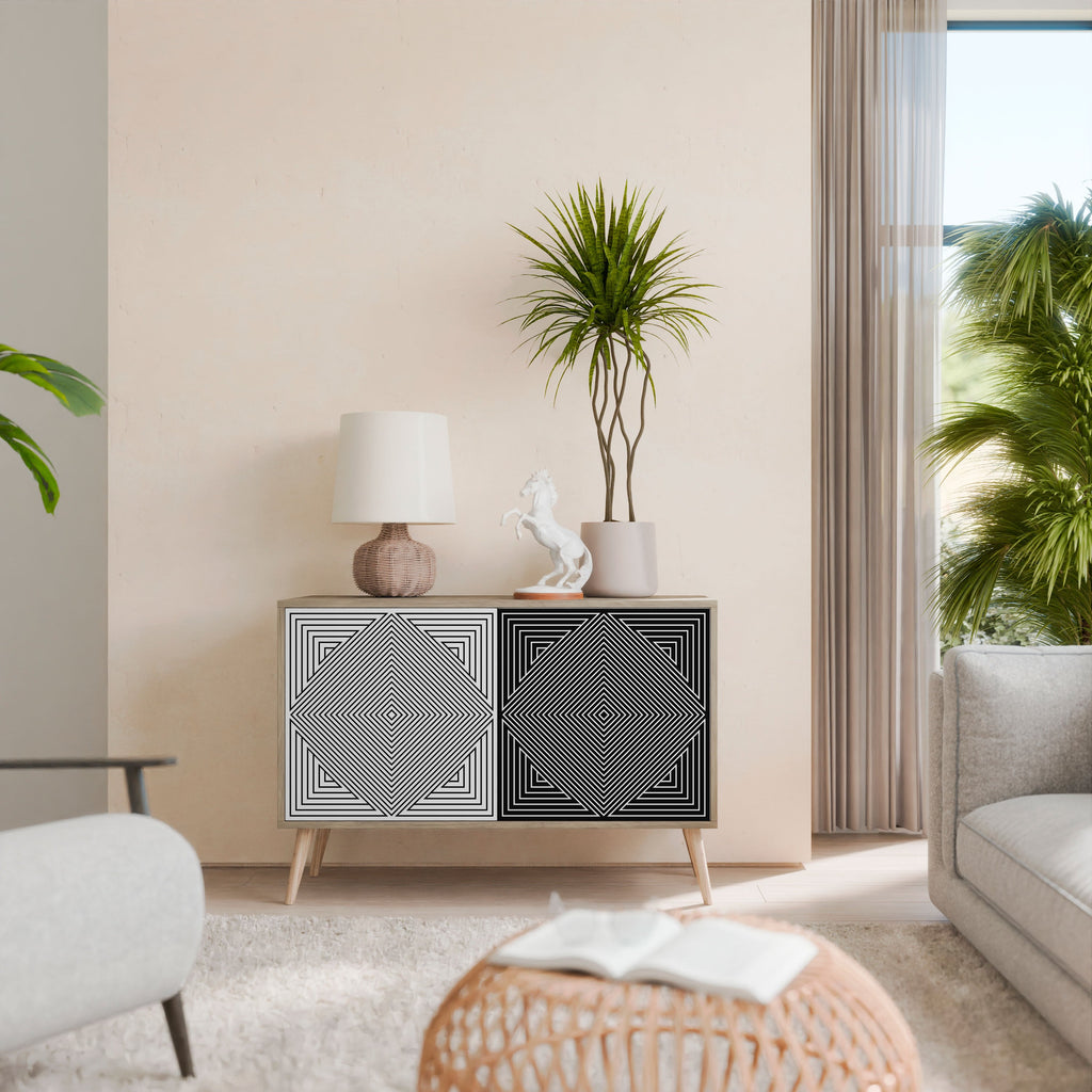 POLYGON ILLUSION Aparador de 2 Portas em Efeito Carvalho