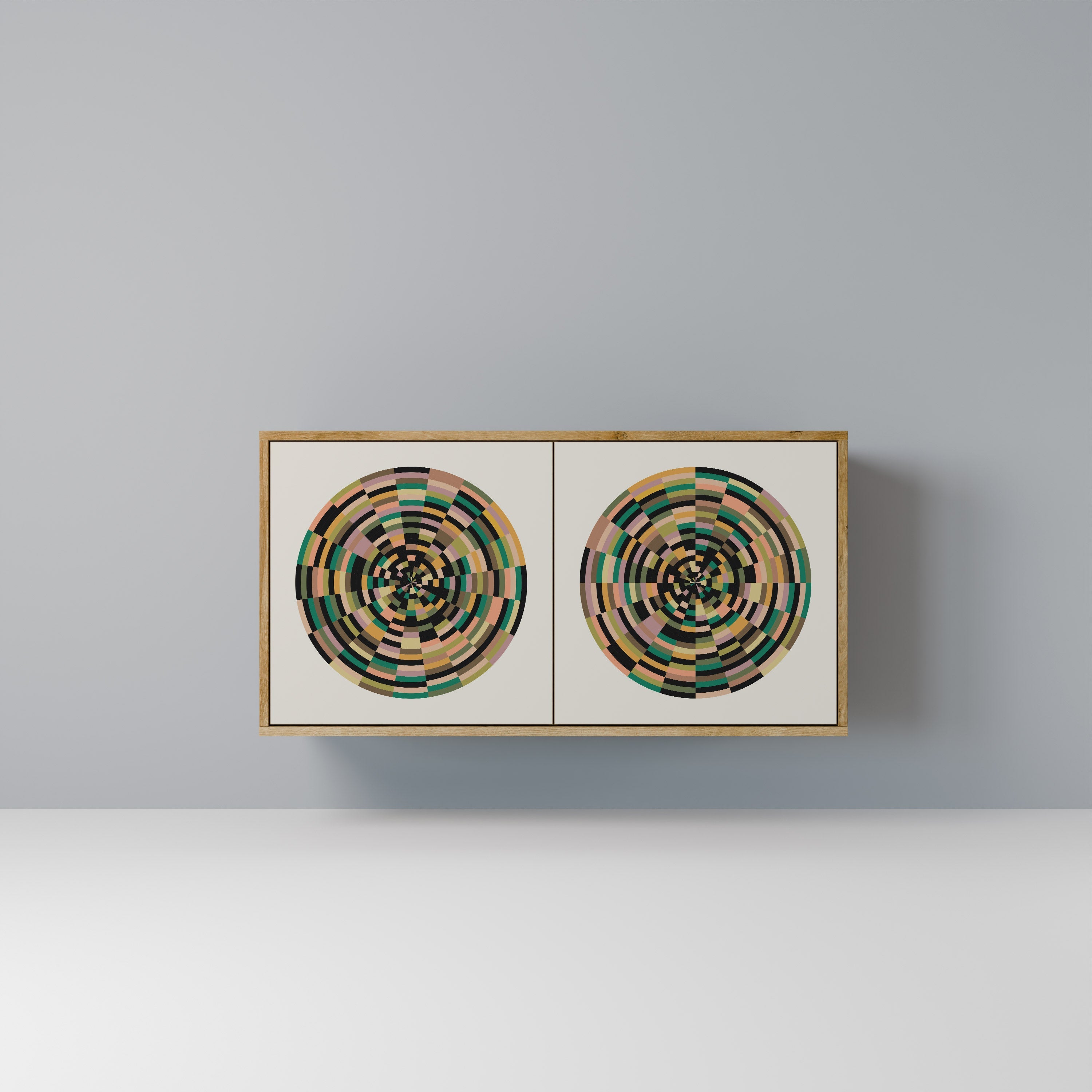 GREEN CIRCLES Aparador de 2 Portas em Efeito Carvalho