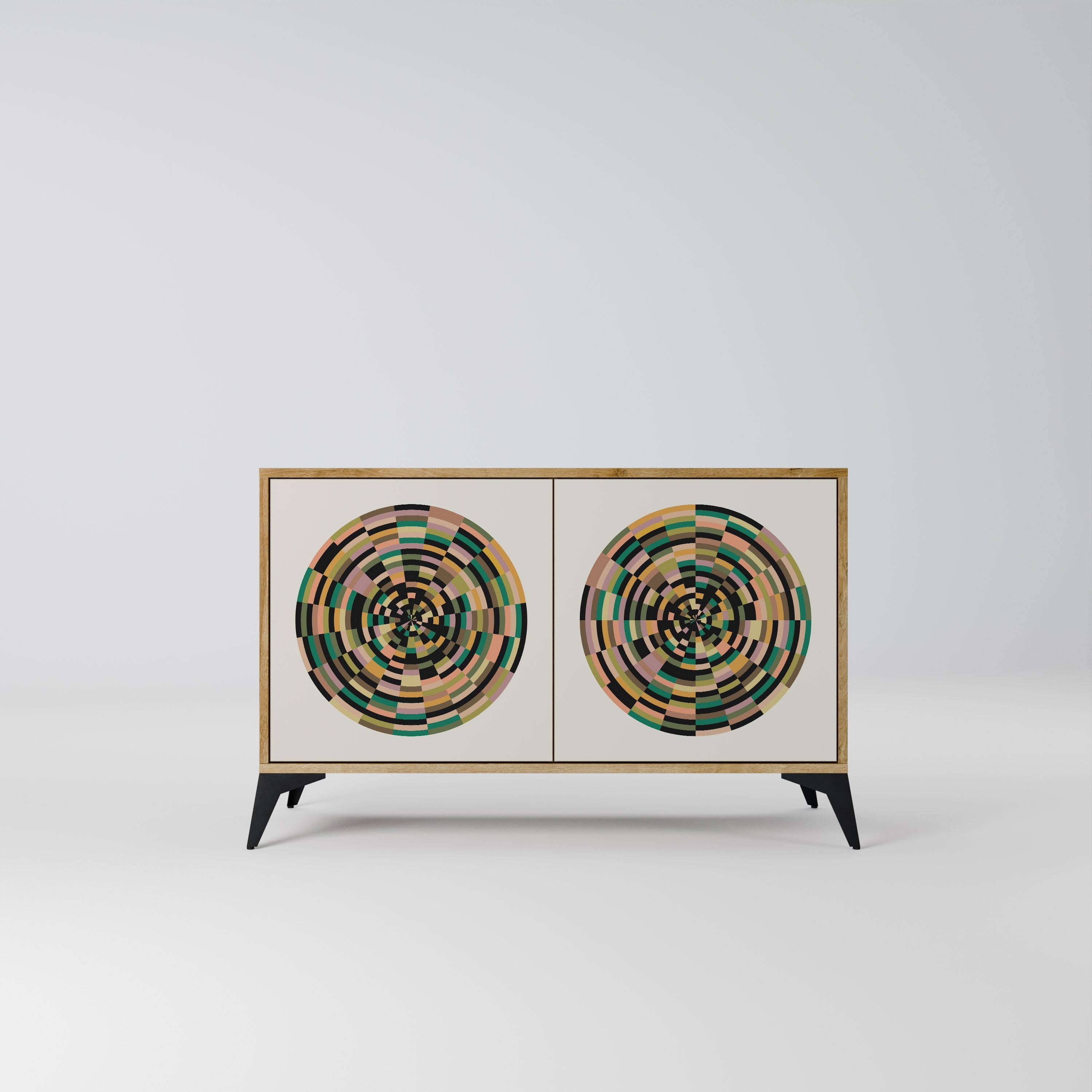 GREEN CIRCLES Aparador de 2 Portas em Efeito Carvalho