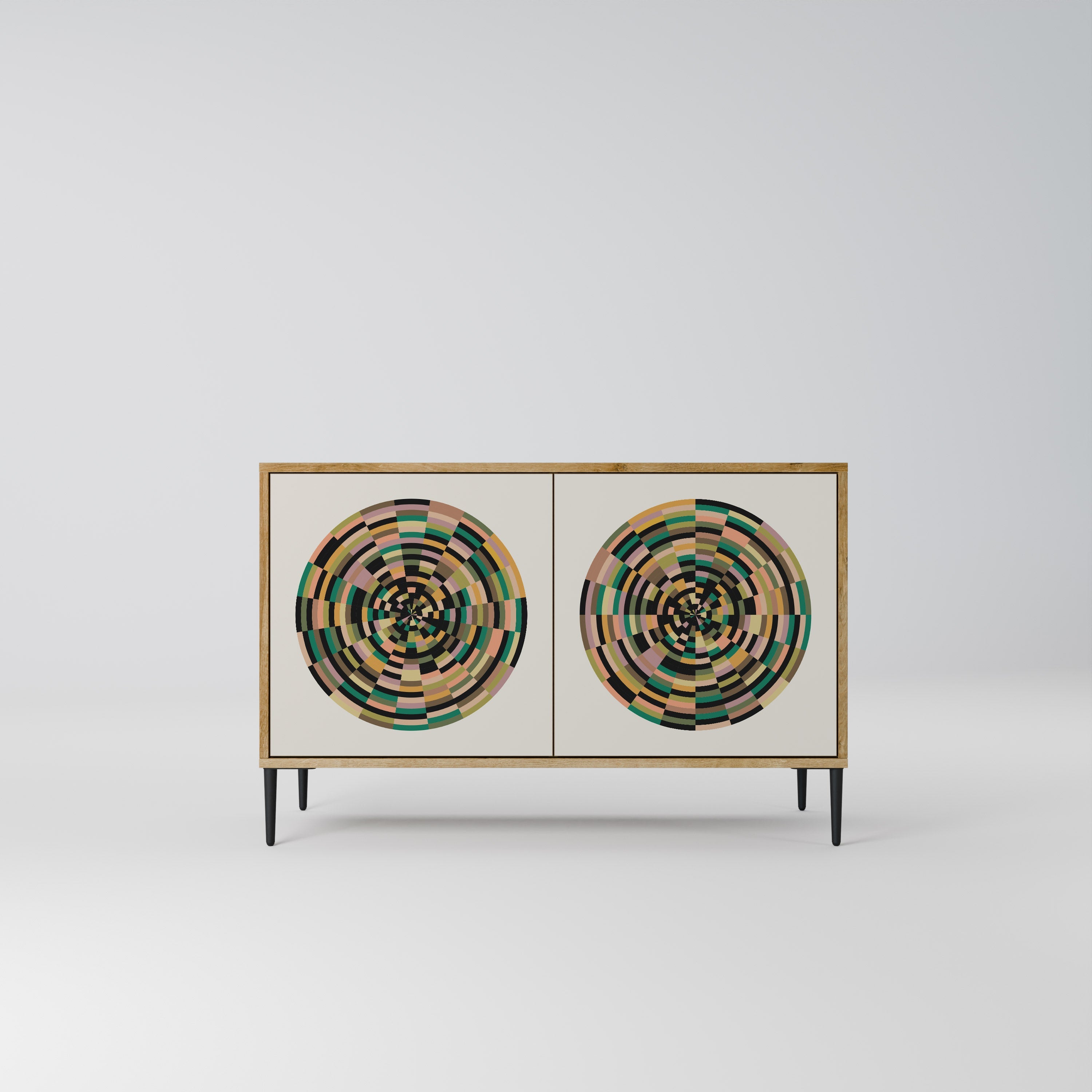 GREEN CIRCLES Aparador de 2 Portas em Efeito Carvalho