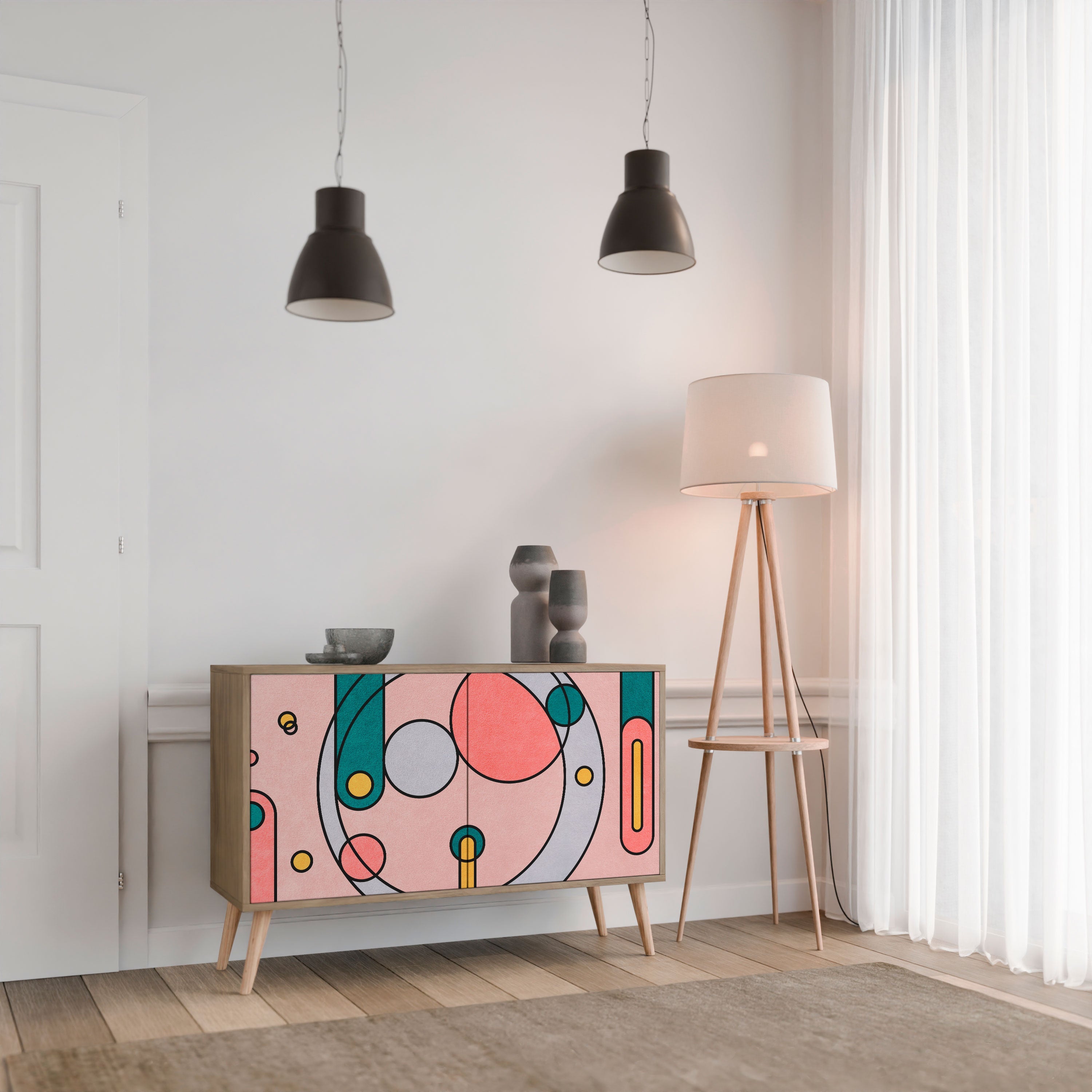 GOSSAMER ECHOES Aparador de 2 Portas em Efeito Carvalho