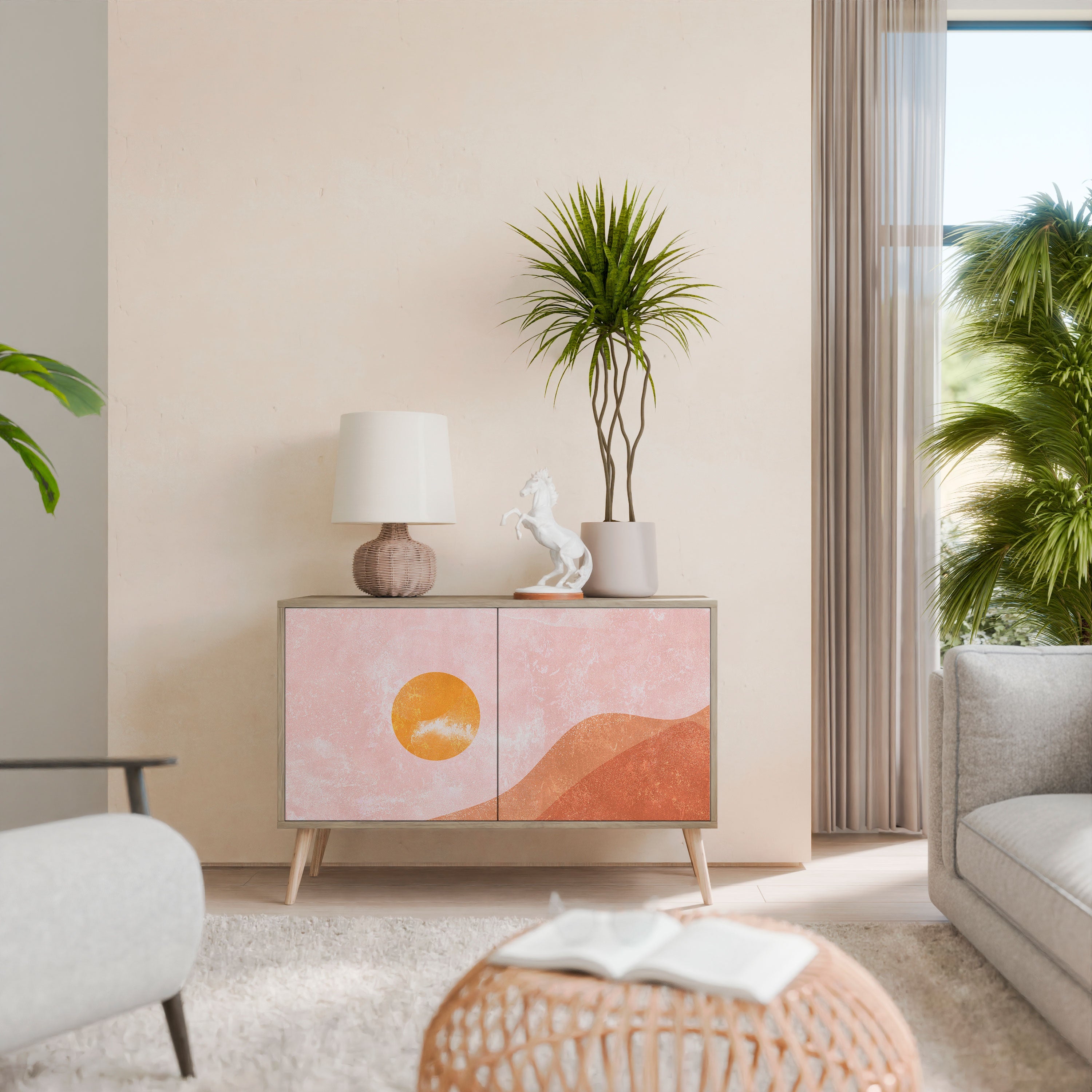 LUMINOUS SUNLIGHT Aparador de 2 Portas em Efeito Carvalho