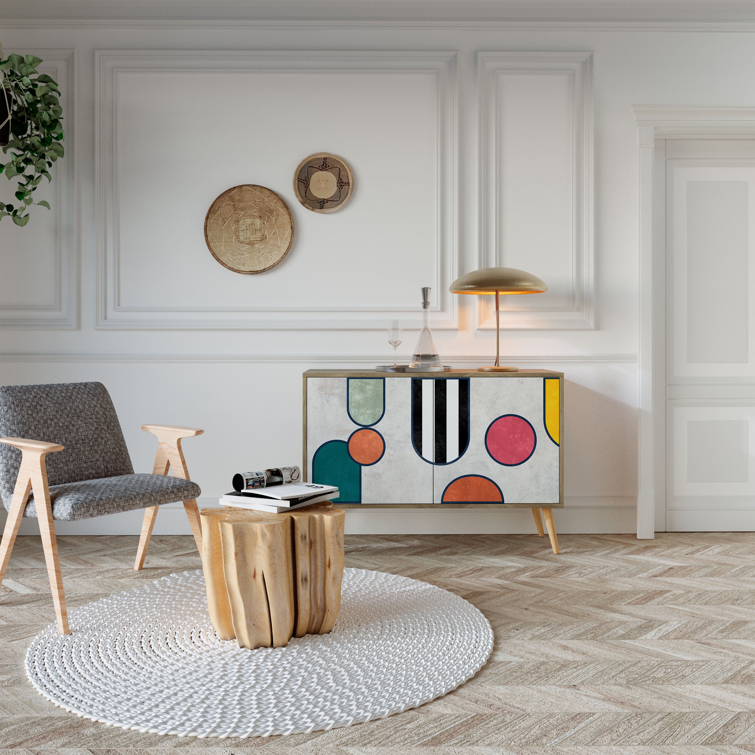 COOL STORY Aparador de 2 Portas em Efeito Carvalho