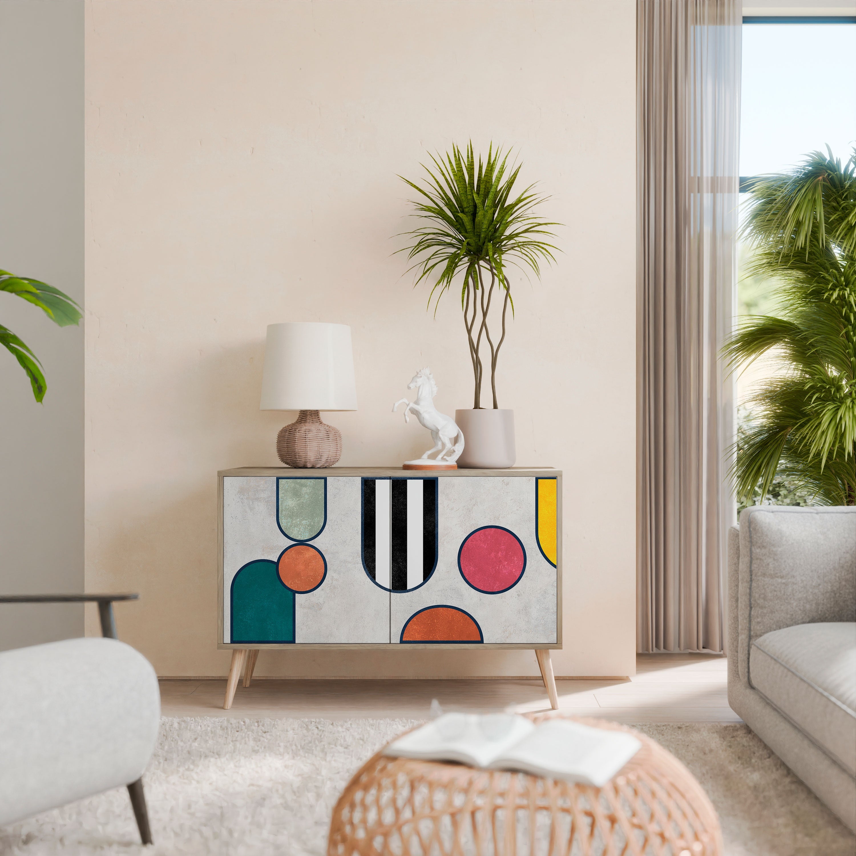 COOL STORY Aparador de 2 Portas em Efeito Carvalho