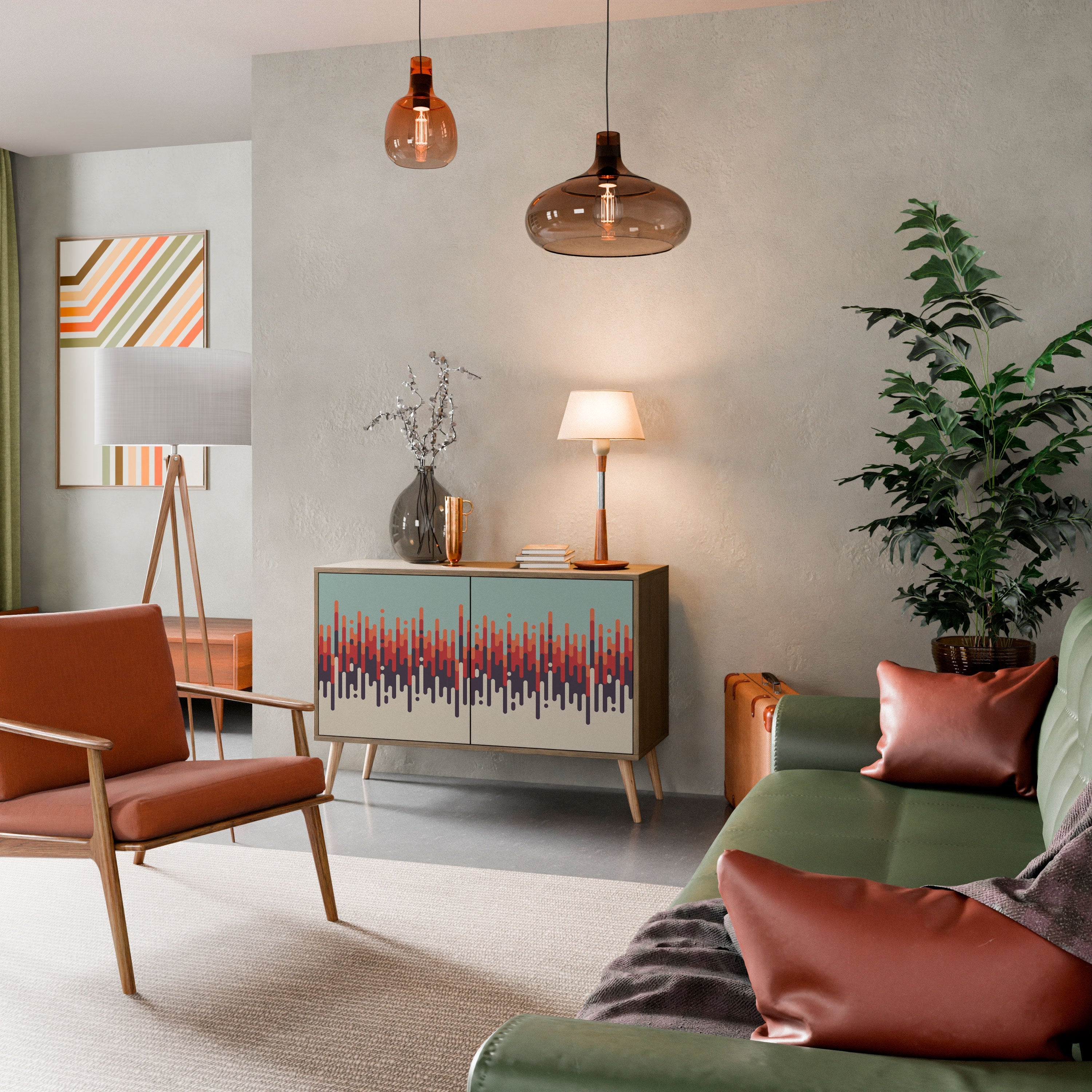 CHROMA CONTOURS Aparador de 2 Portas em Efeito Carvalho