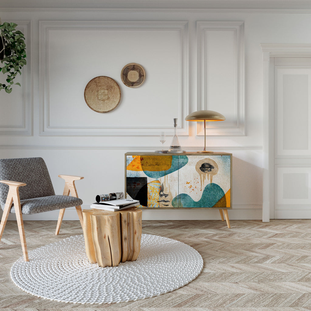 ABSTRACT FACES Aparador de 2 Portas em Efeito Carvalho