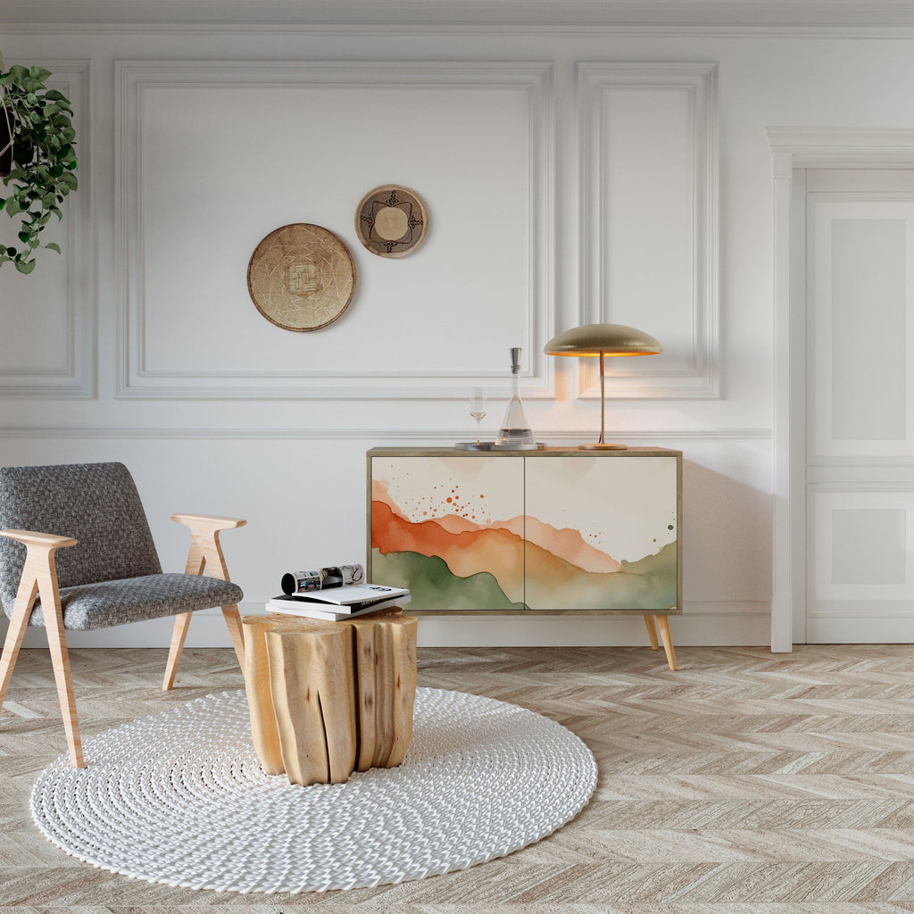 WATERCOLOUR PEAKS Aparador de 2 Portas em Efeito Carvalho
