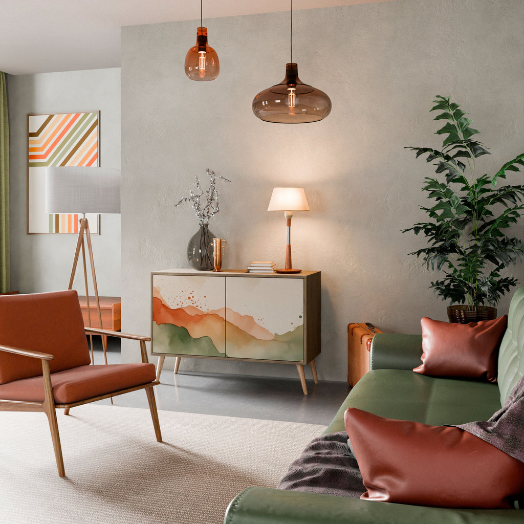 WATERCOLOUR PEAKS Aparador de 2 Portas em Efeito Carvalho