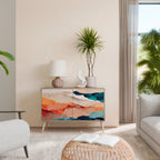 ABSTRACT LANDSCAPE Aparador de 2 Portas em Efeito Carvalho