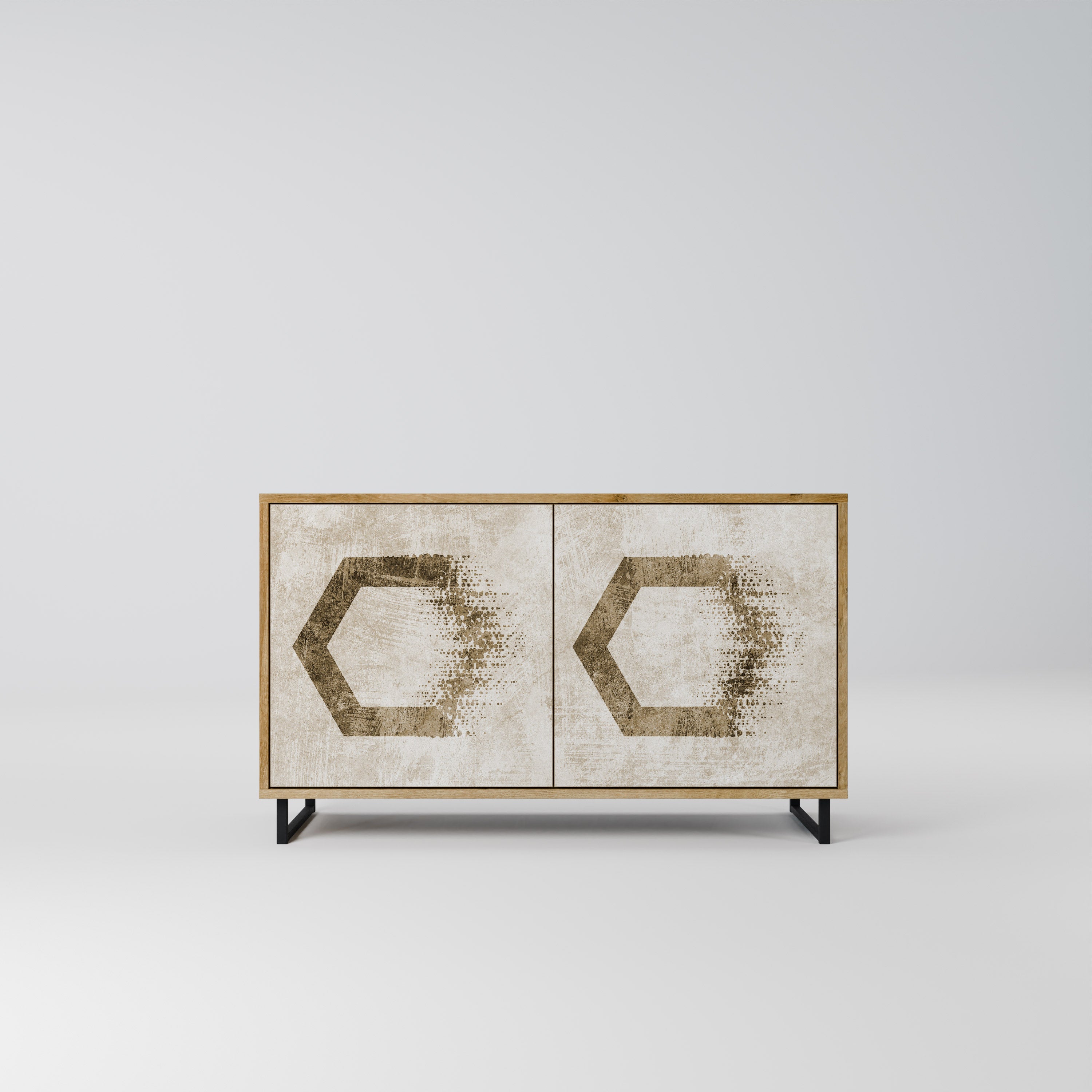 HEXAGONAL SHAPES Aparador de 2 Portas em Efeito Carvalho
