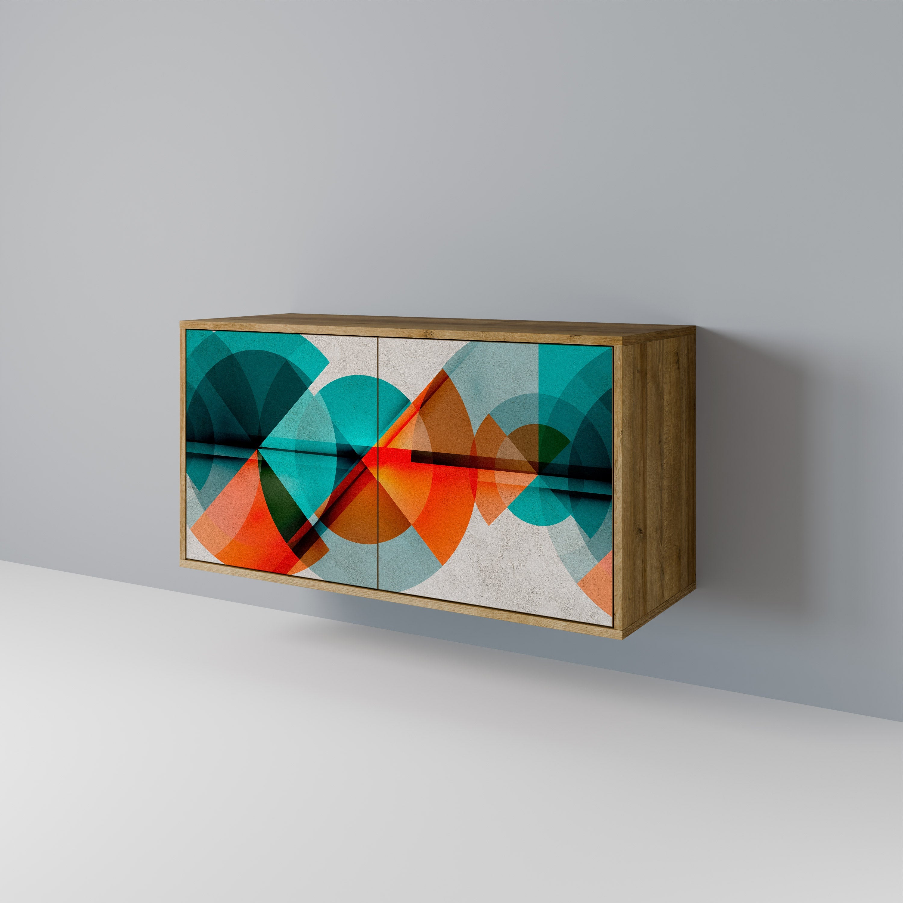 CIRCULAR RHAPSODY Aparador de 2 Portas em Efeito Carvalho