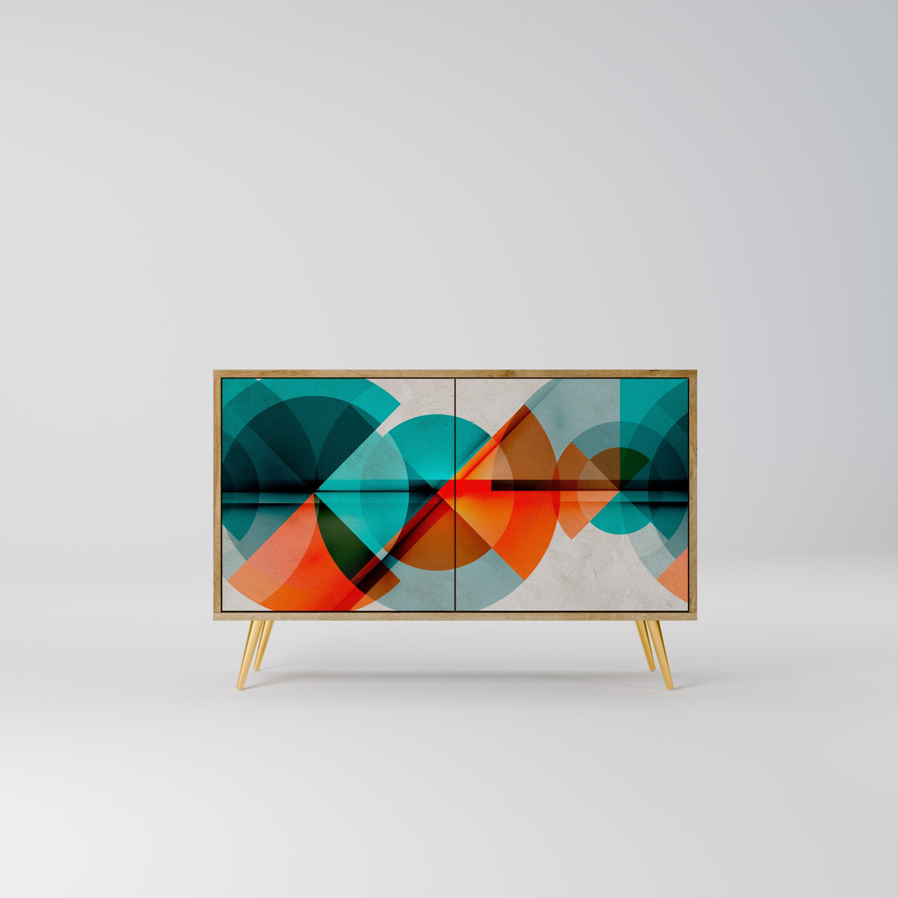 CIRCULAR RHAPSODY Aparador de 2 Portas em Efeito Carvalho