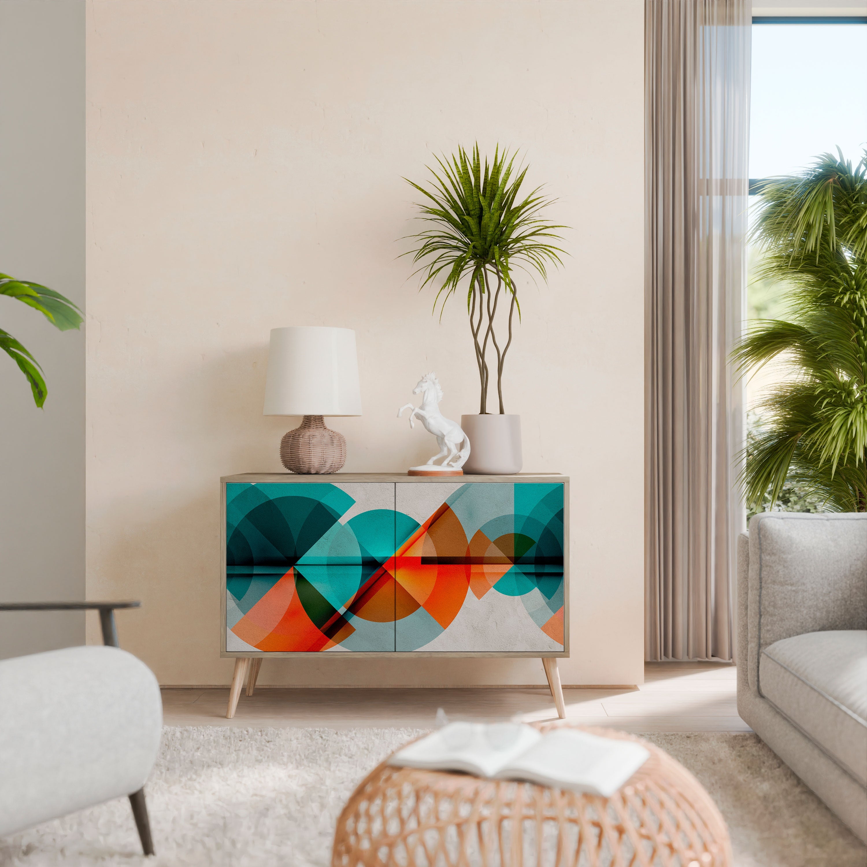 CIRCULAR RHAPSODY Aparador de 2 Portas em Efeito Carvalho