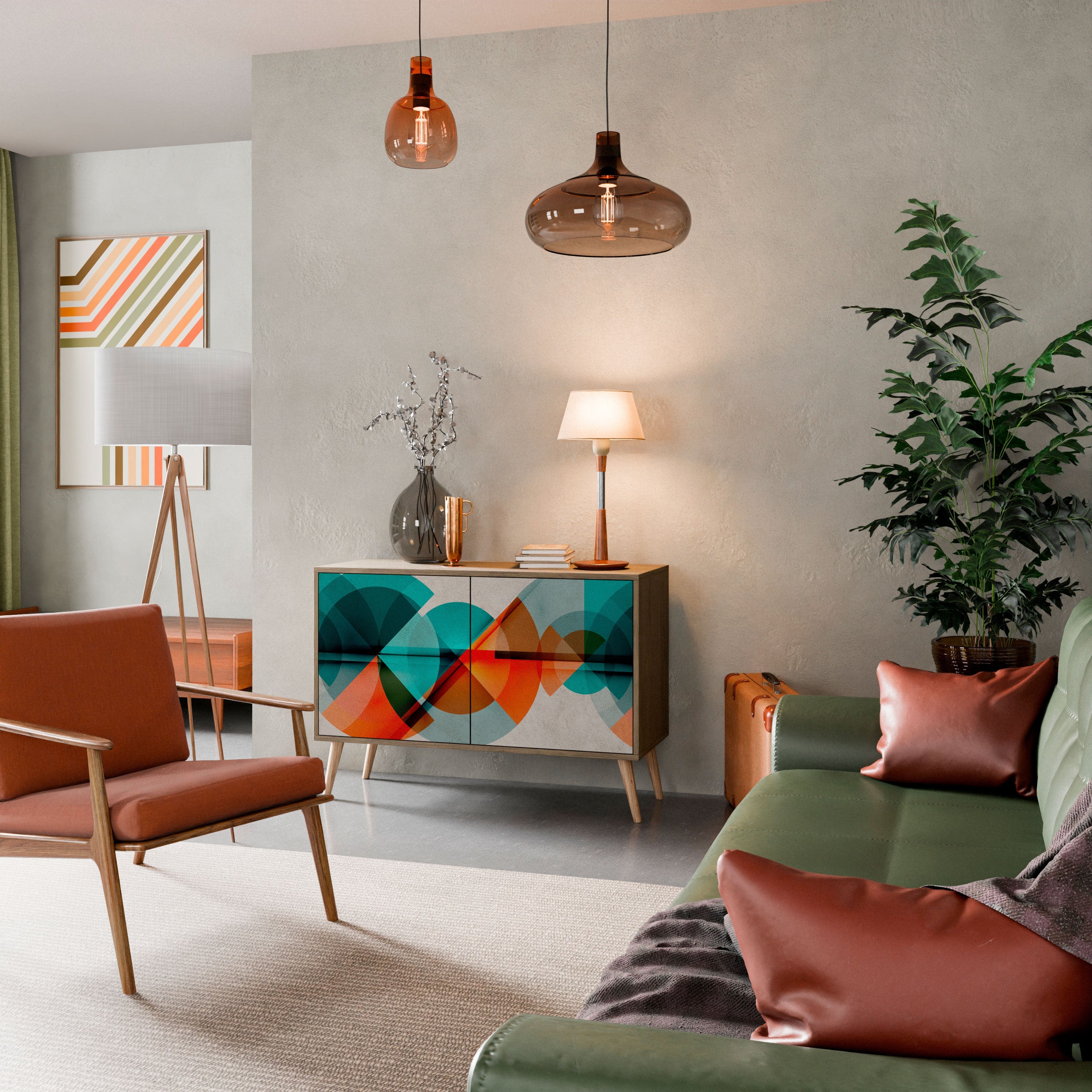 CIRCULAR RHAPSODY Aparador de 2 Portas em Efeito Carvalho