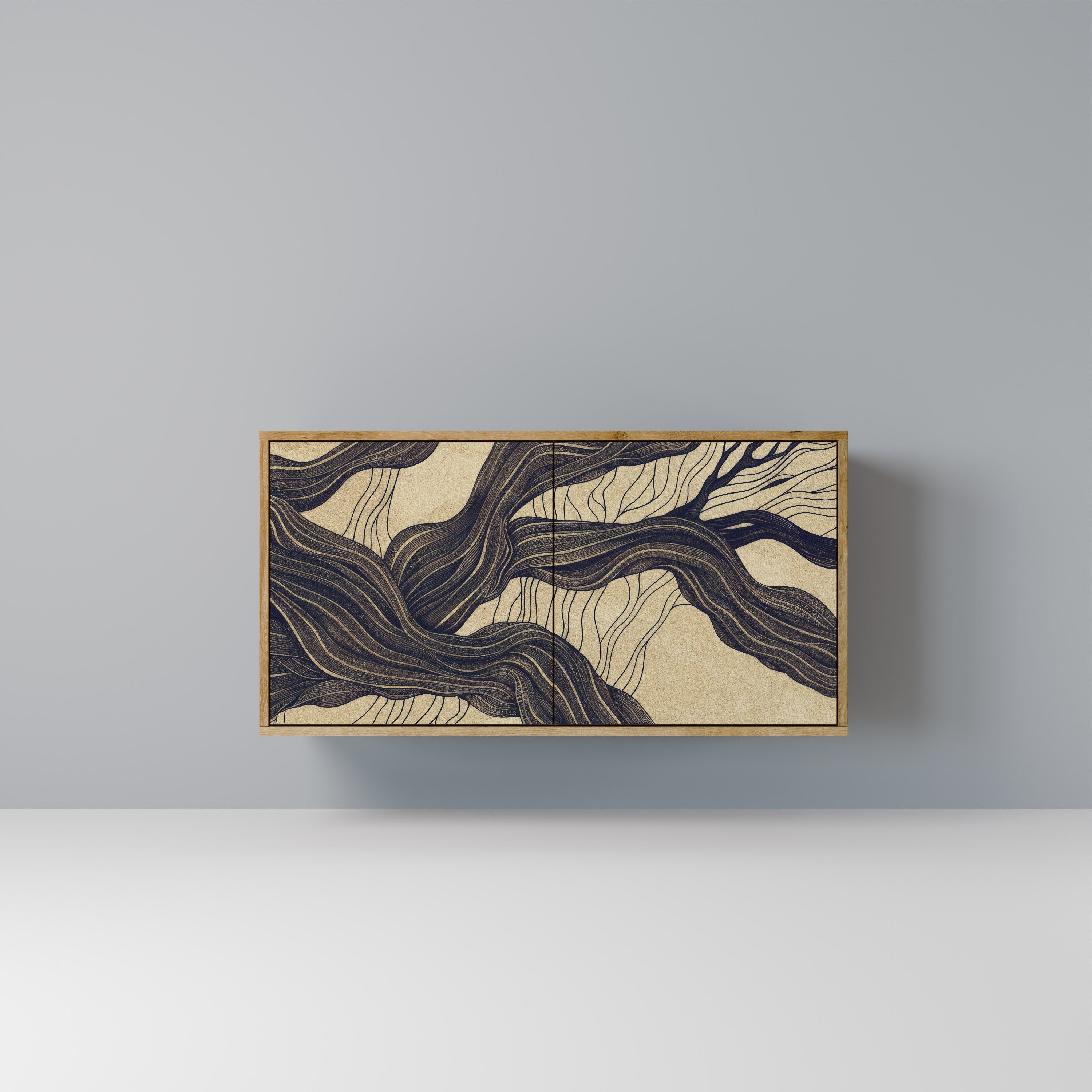 UNIFIED FRAGMENTS Aparador de 2 Portas em Efeito Carvalho