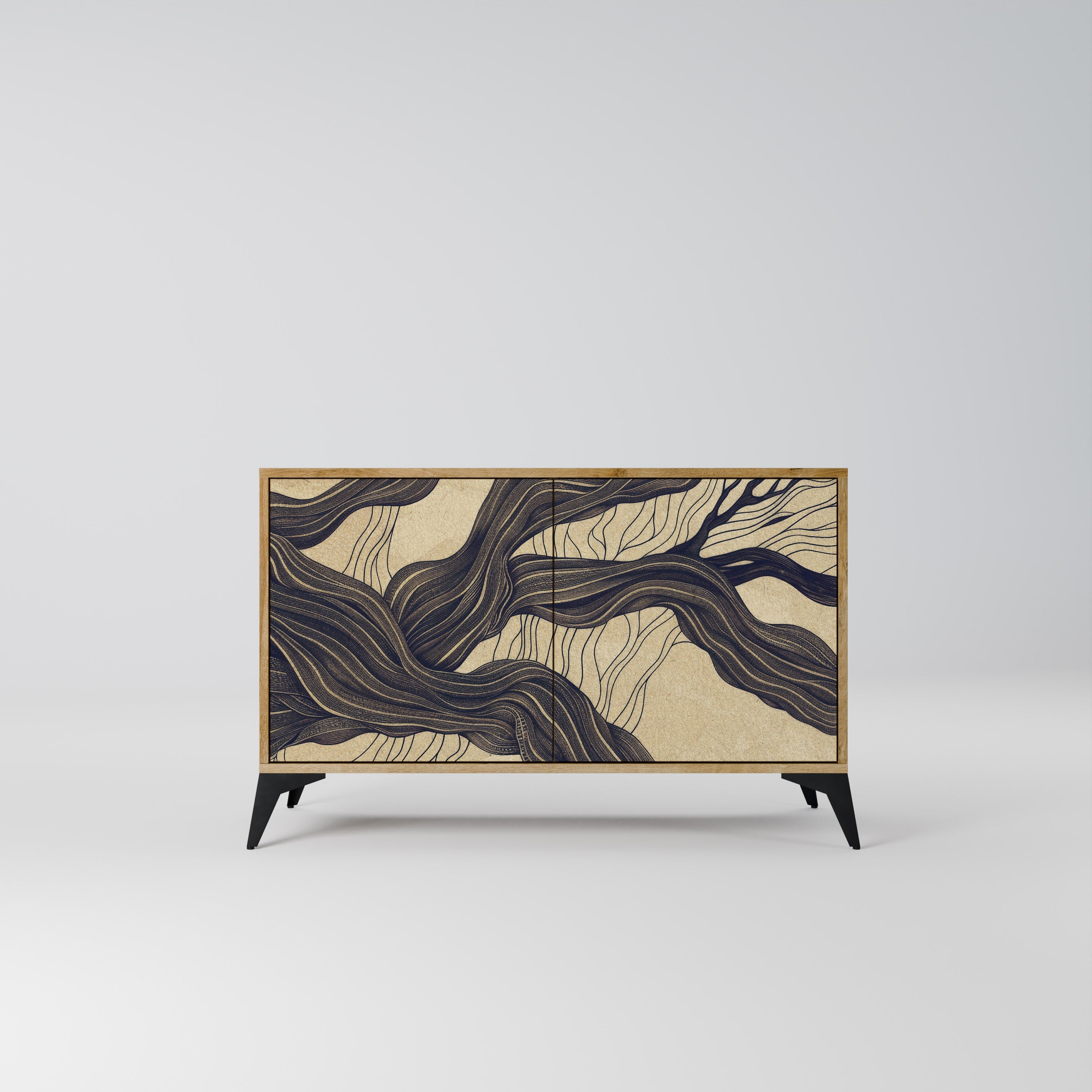 UNIFIED FRAGMENTS Aparador de 2 Portas em Efeito Carvalho