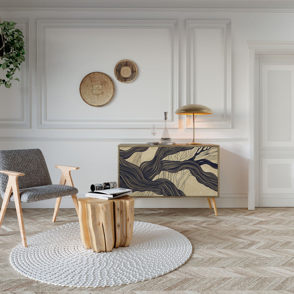 UNIFIED FRAGMENTS Aparador de 2 Portas em Efeito Carvalho