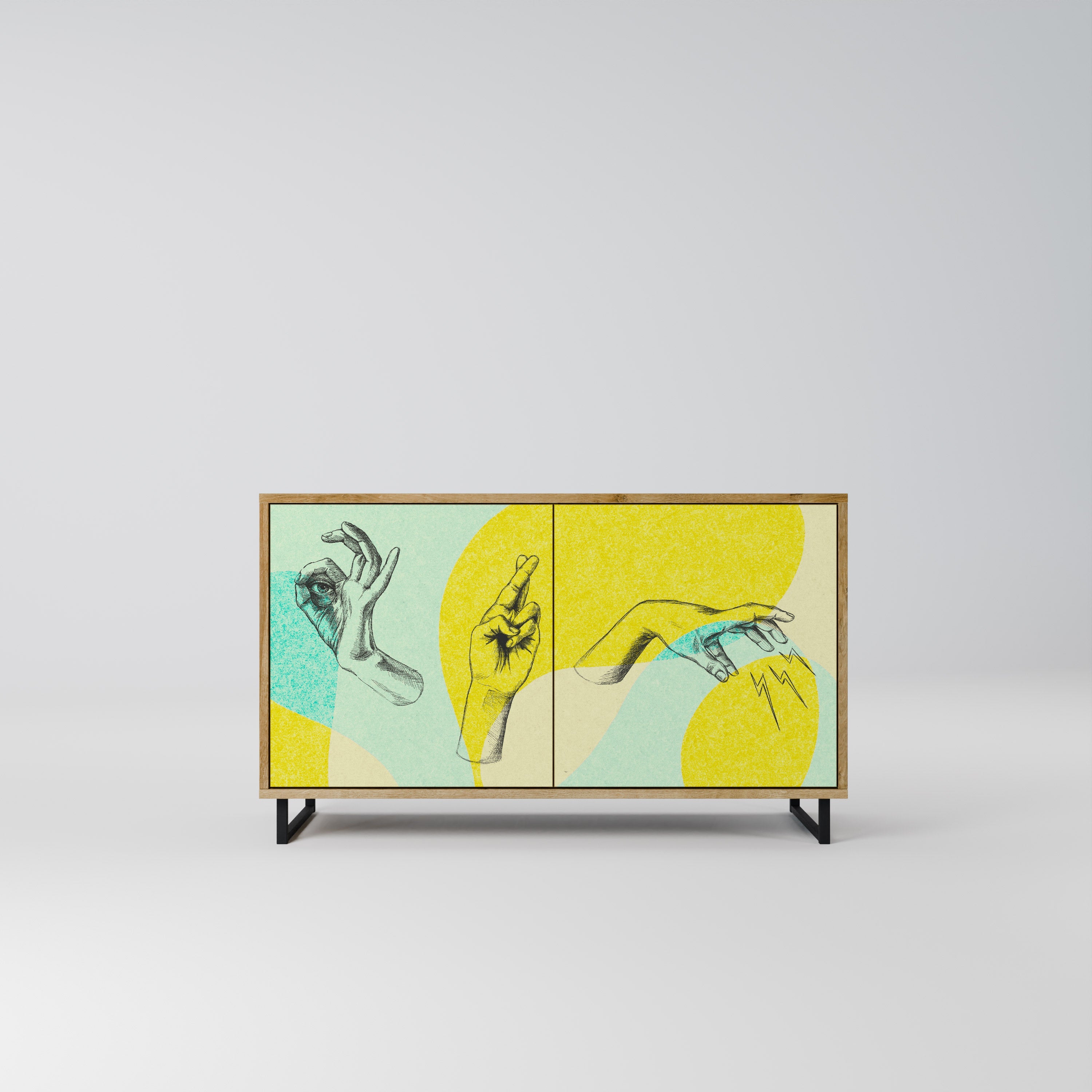 BODY LANGUAGE Aparador de 2 Portas em Efeito Carvalho