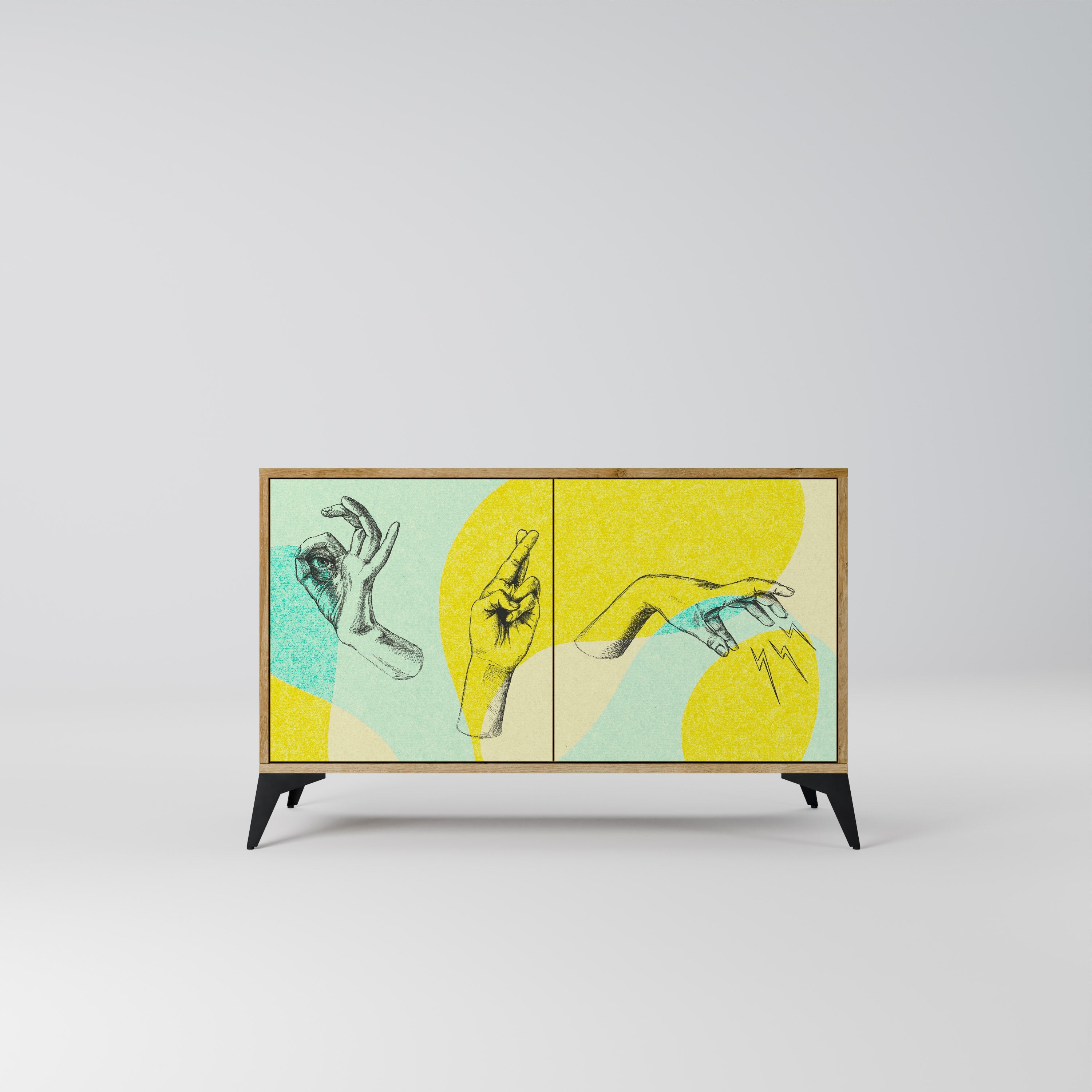 BODY LANGUAGE Aparador de 2 Portas em Efeito Carvalho