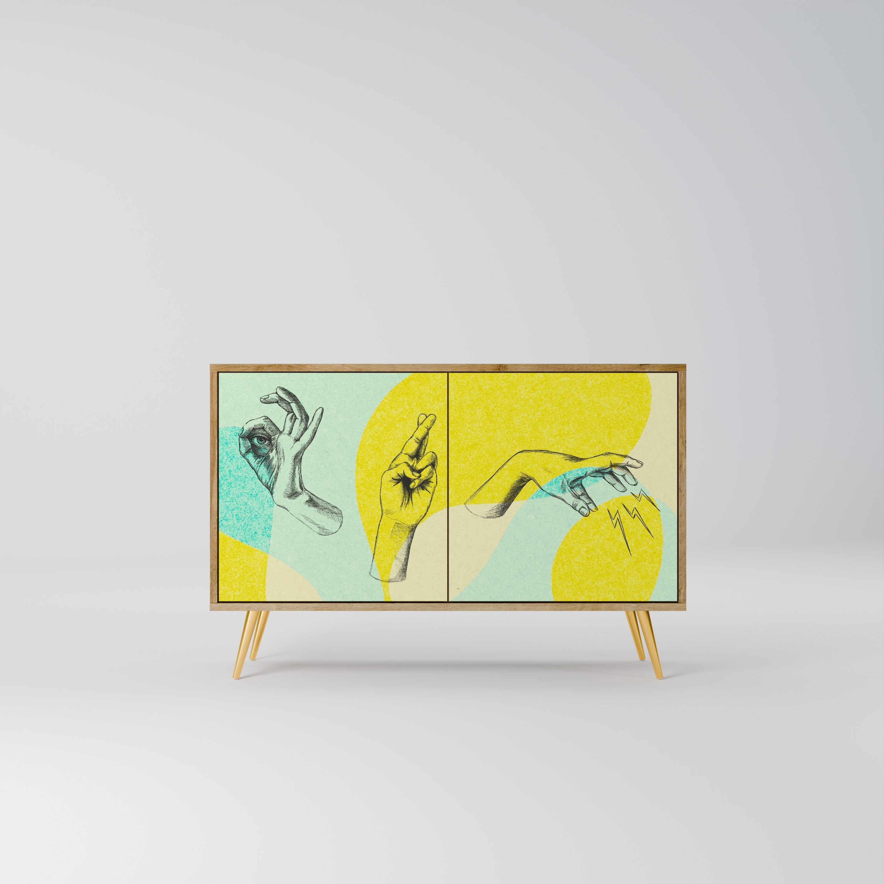 BODY LANGUAGE Aparador de 2 Portas em Efeito Carvalho