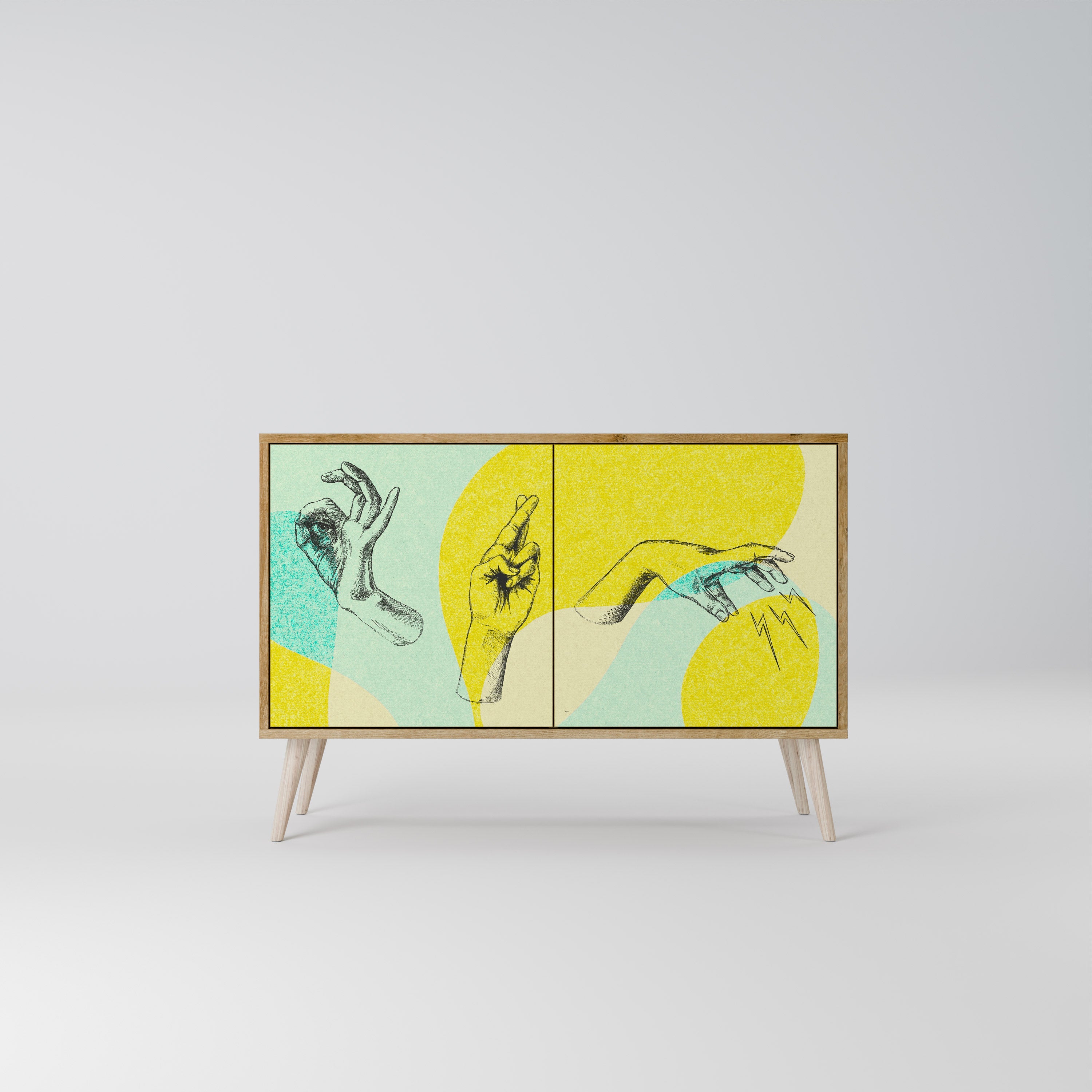 BODY LANGUAGE Aparador de 2 Portas em Efeito Carvalho