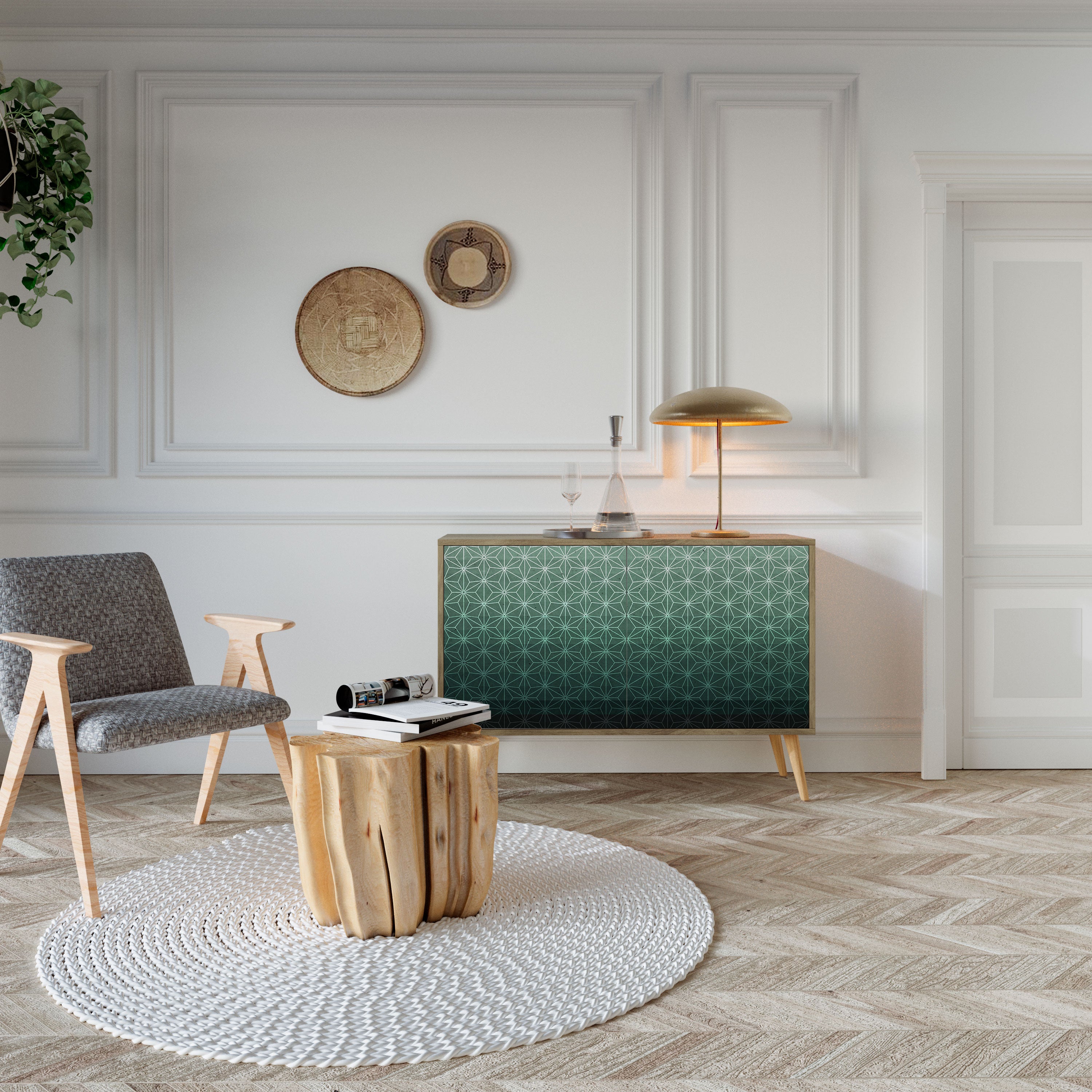 ORNAMENTAL GLIMMER Aparador de 2 Portas em Efeito Carvalho