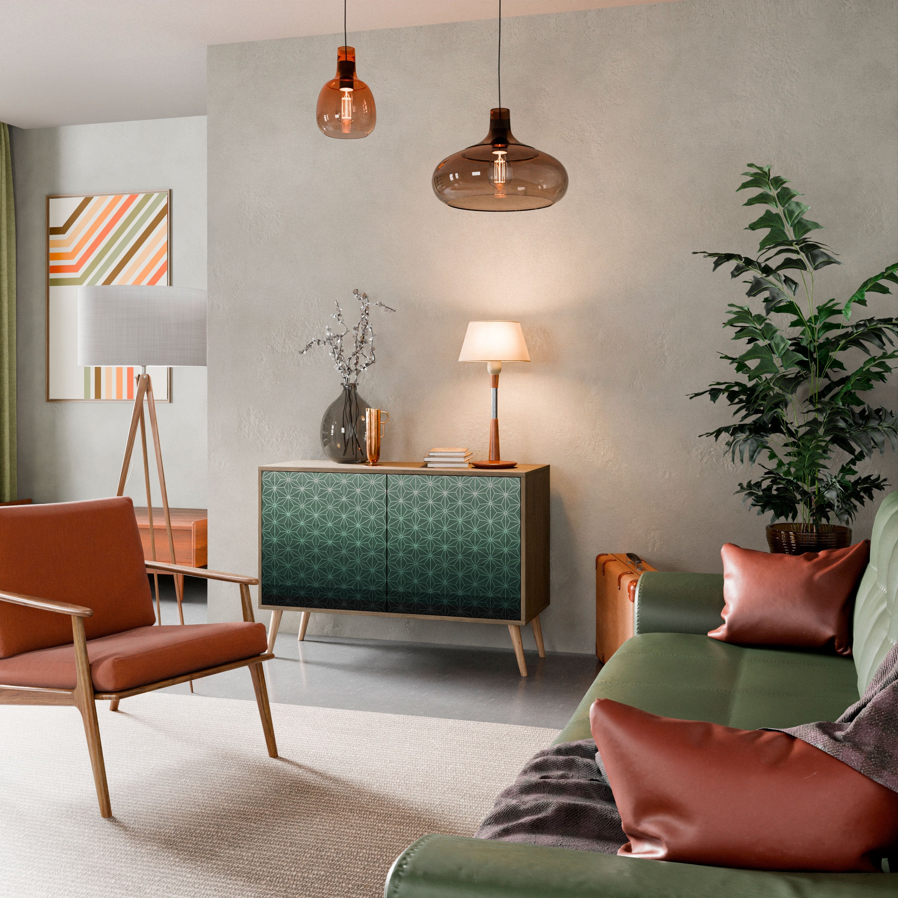 ORNAMENTAL GLIMMER Aparador de 2 Portas em Efeito Carvalho