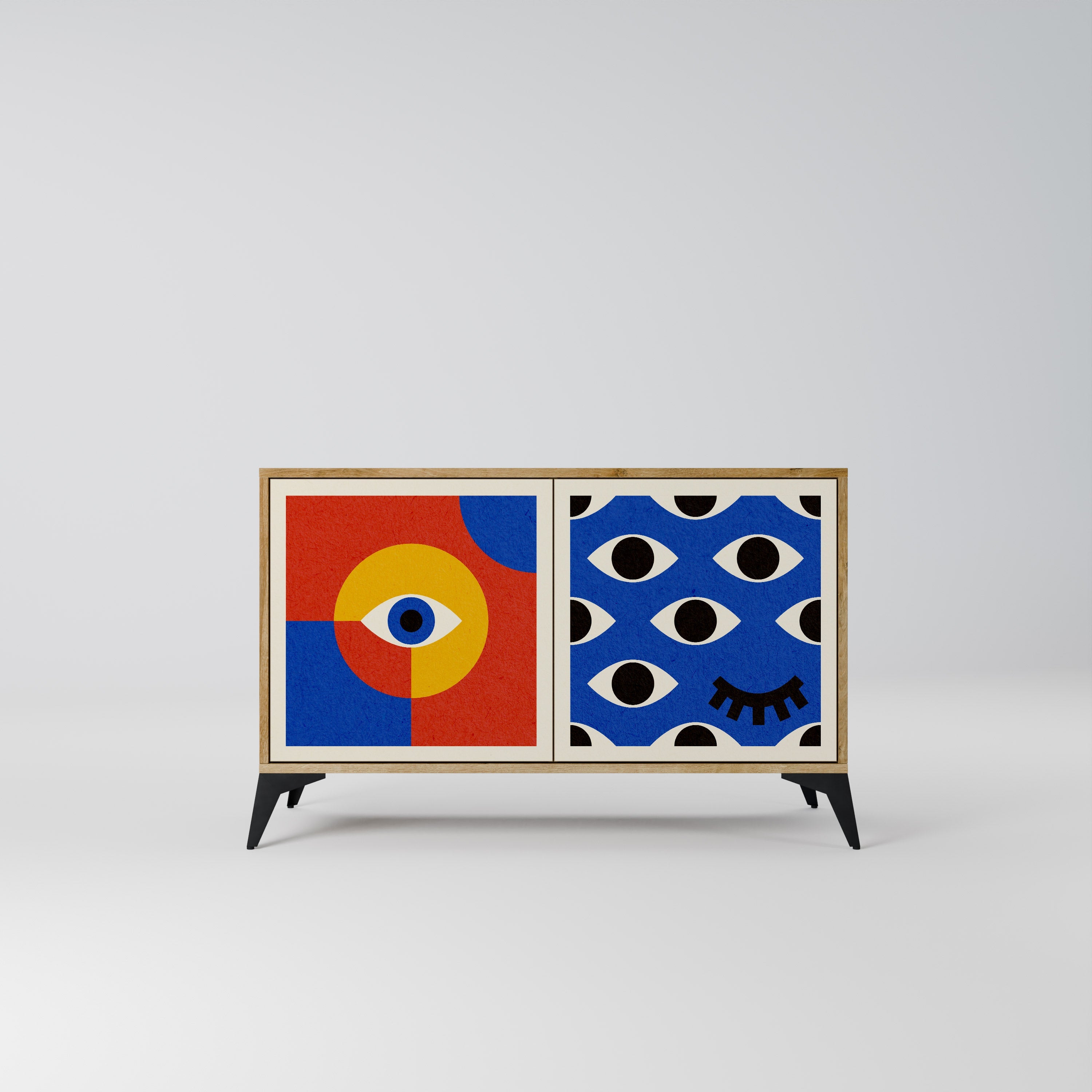 GEOMETRIC EYES Aparador de 2 Portas em Efeito Carvalho