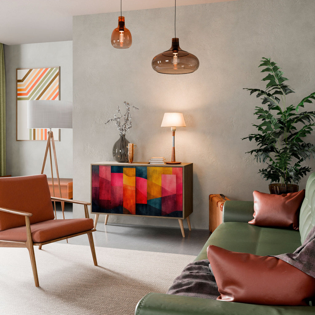 COLORFUL SOUNDS Aparador de 2 Portas em Efeito Carvalho