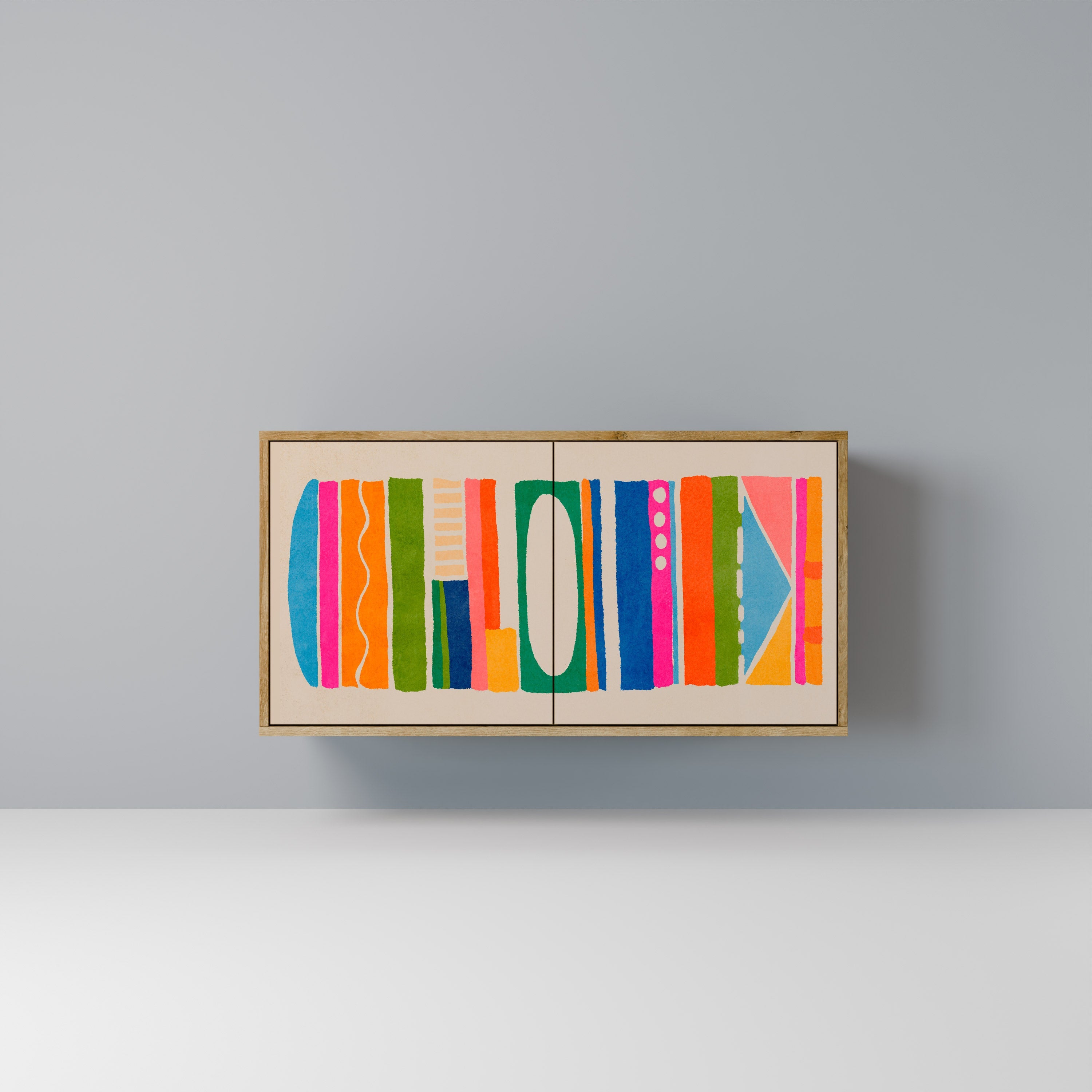 GEOMETRIC SHINE Aparador de 2 Portas em Efeito Carvalho