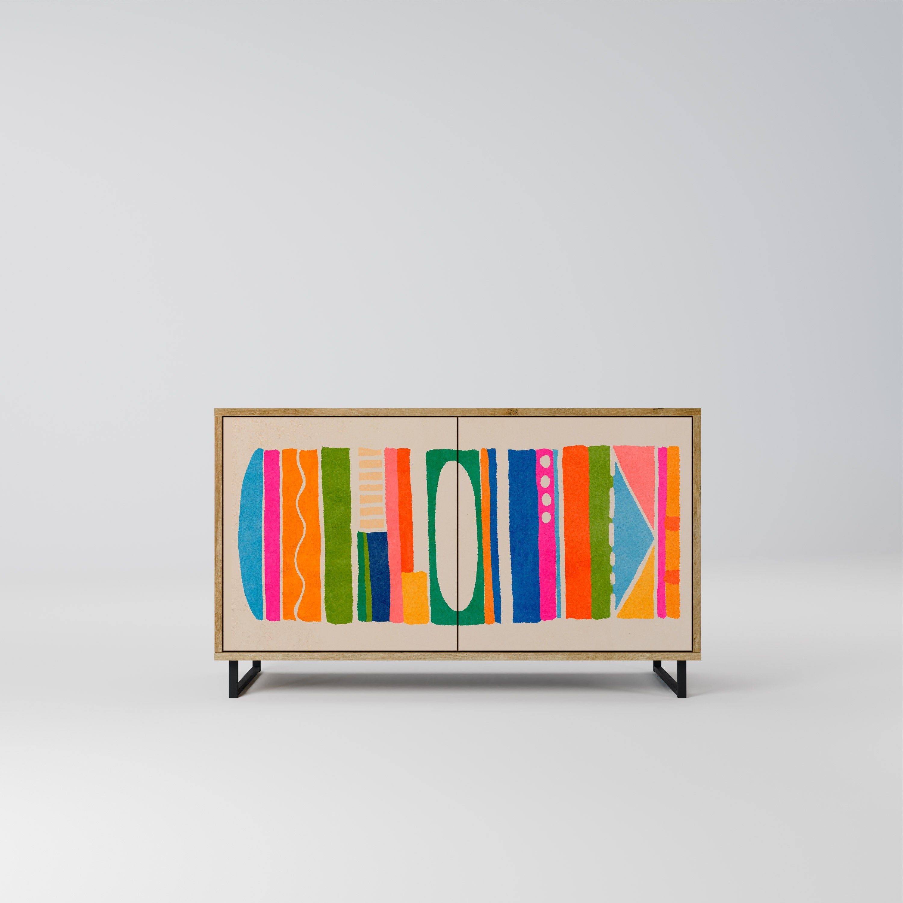 GEOMETRIC SHINE Aparador de 2 Portas em Efeito Carvalho