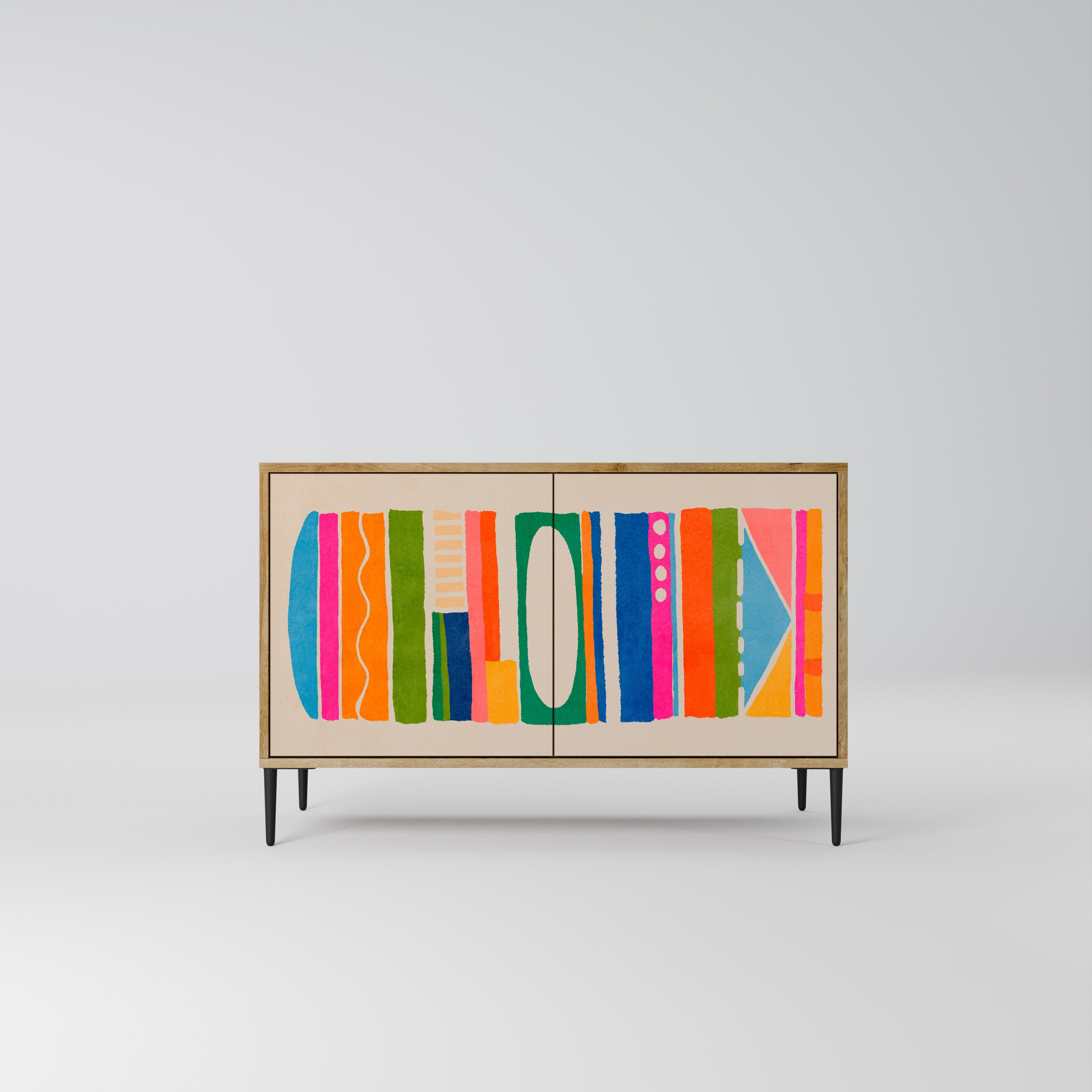 GEOMETRIC SHINE Aparador de 2 Portas em Efeito Carvalho