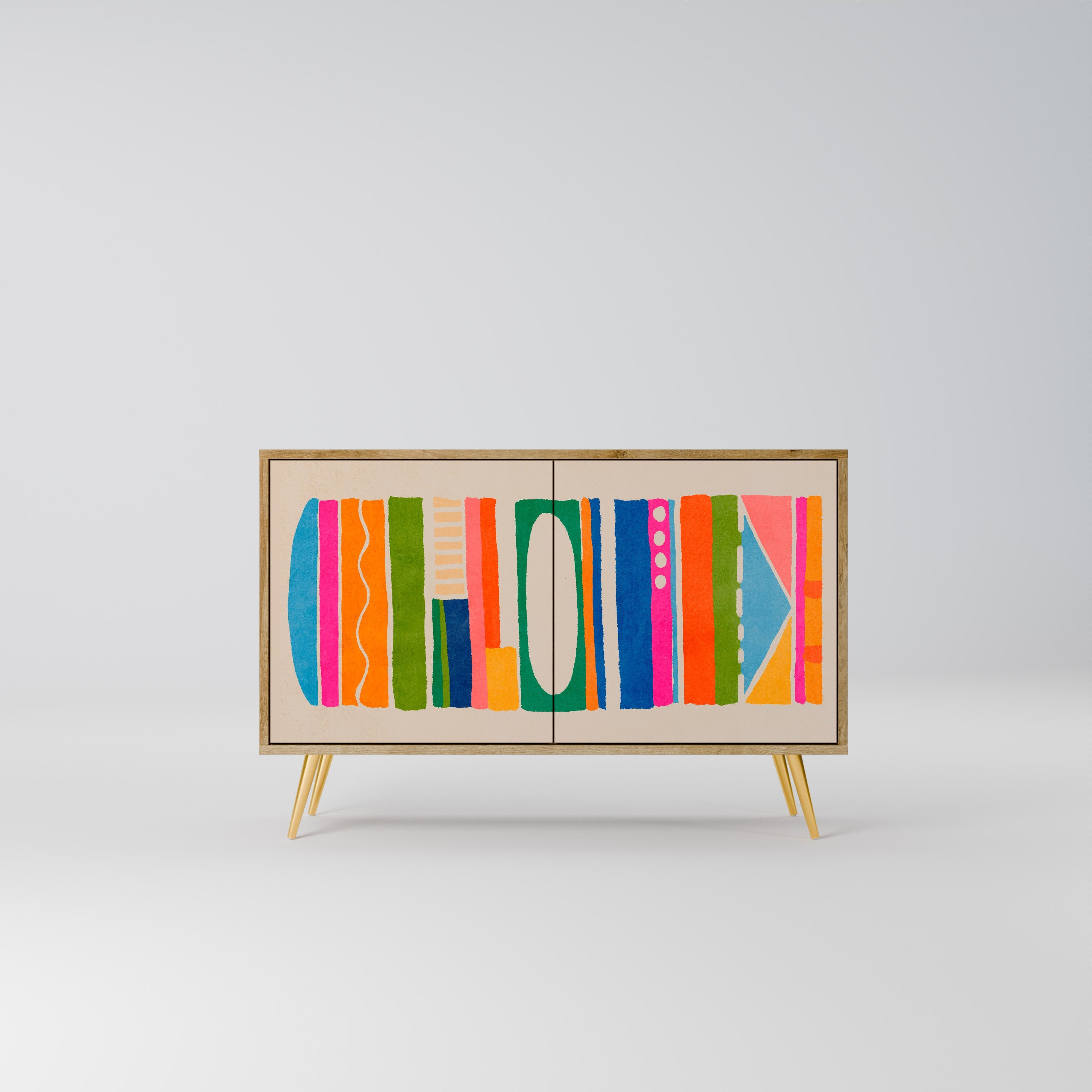 GEOMETRIC SHINE Aparador de 2 Portas em Efeito Carvalho