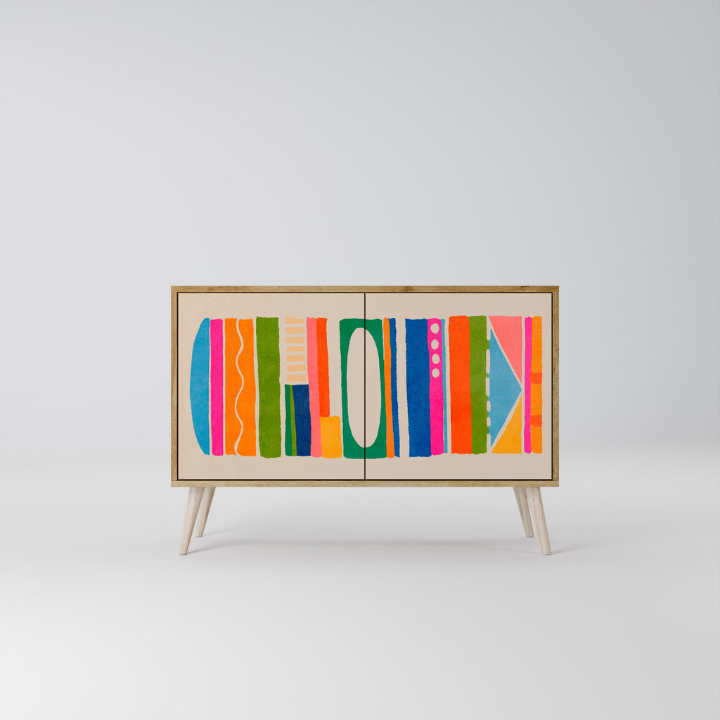 GEOMETRIC SHINE Aparador de 2 Portas em Efeito Carvalho