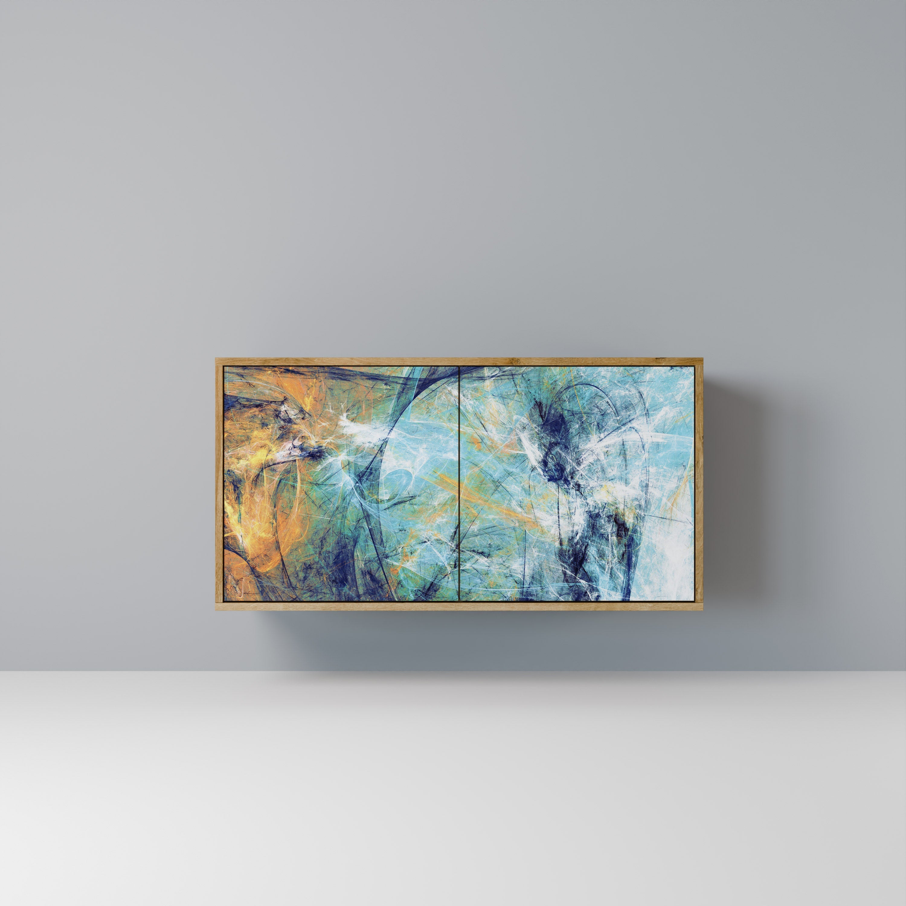 ABSTRACT THOUGHTS Aparador de 2 Portas em Efeito Carvalho