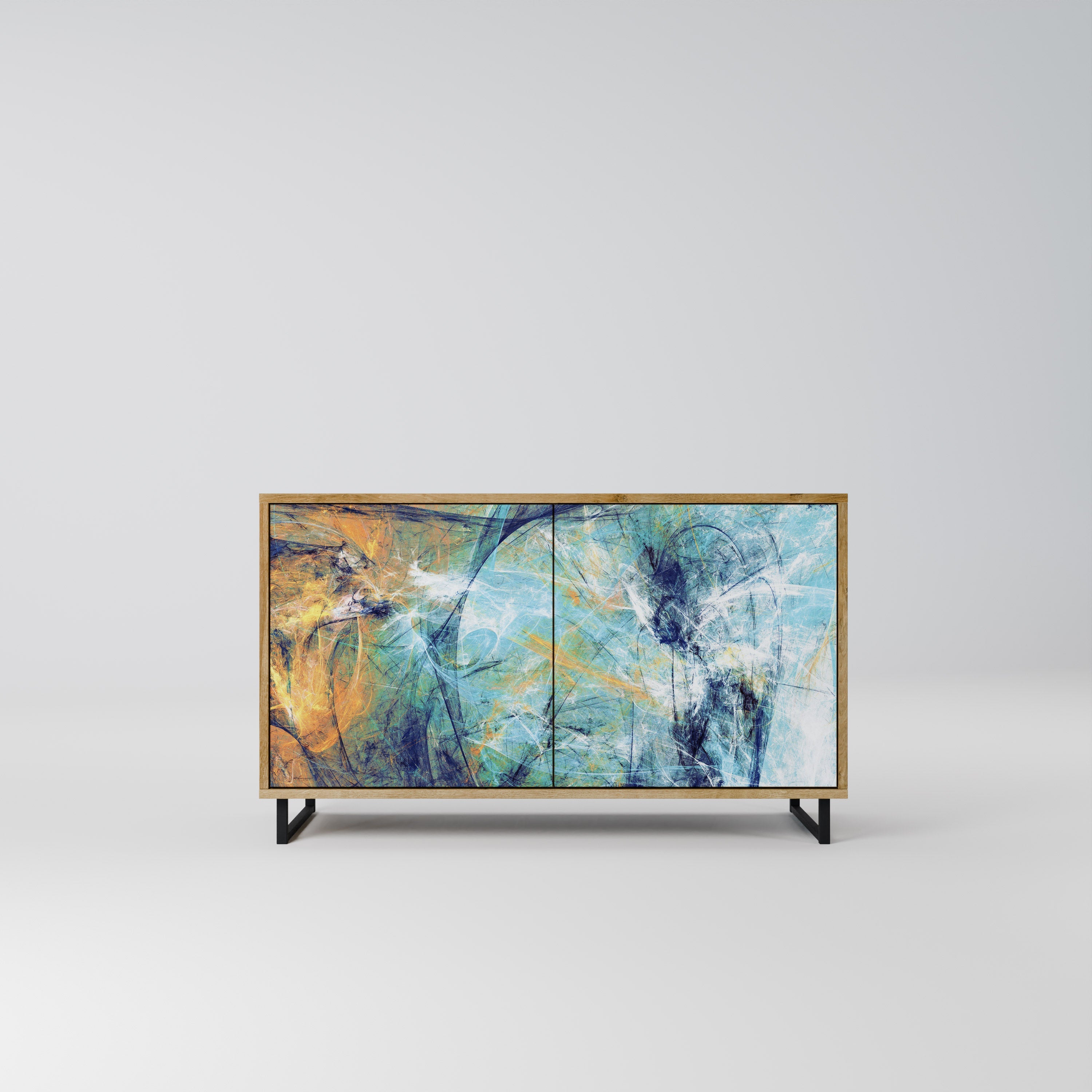 ABSTRACT THOUGHTS Aparador de 2 Portas em Efeito Carvalho