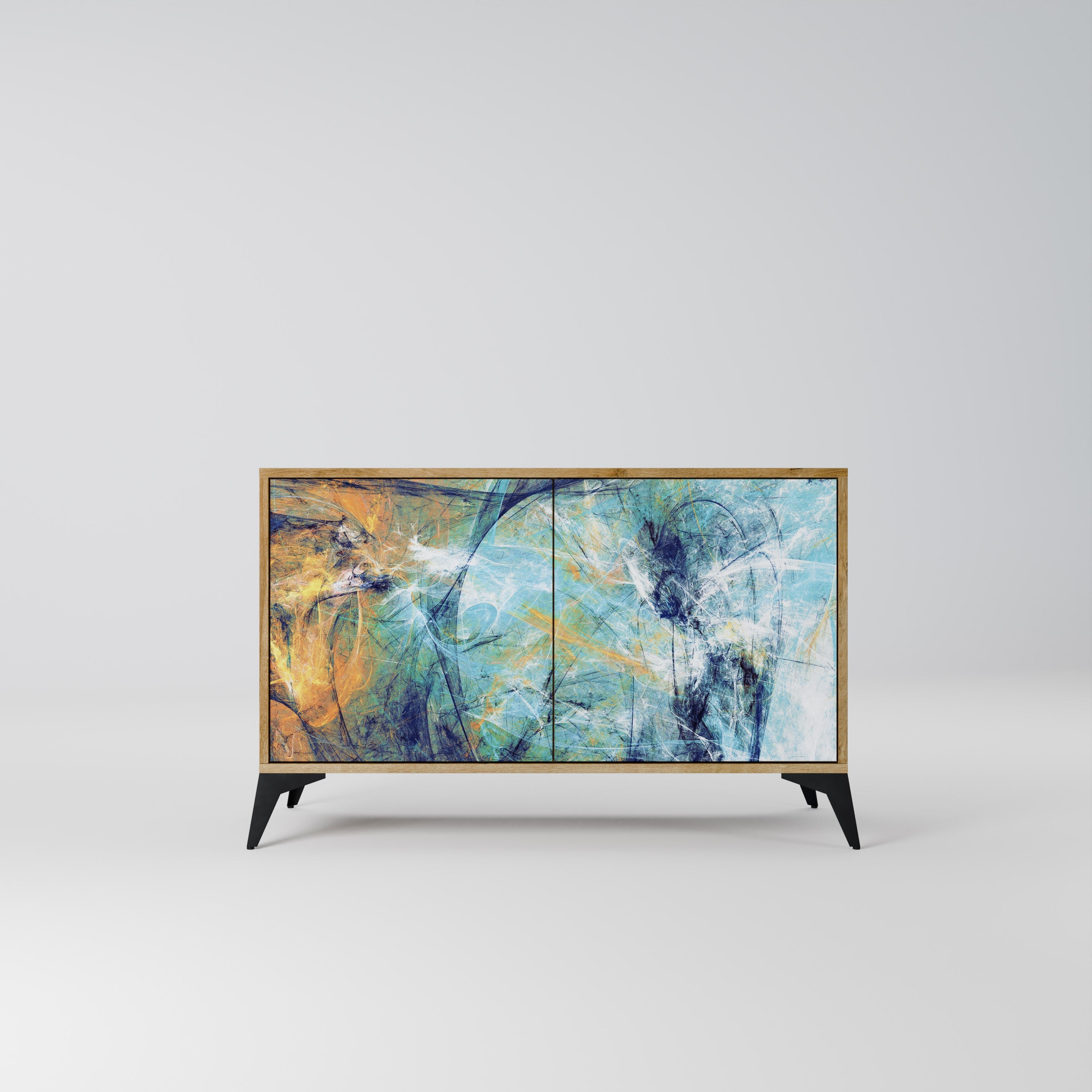 ABSTRACT THOUGHTS Aparador de 2 Portas em Efeito Carvalho