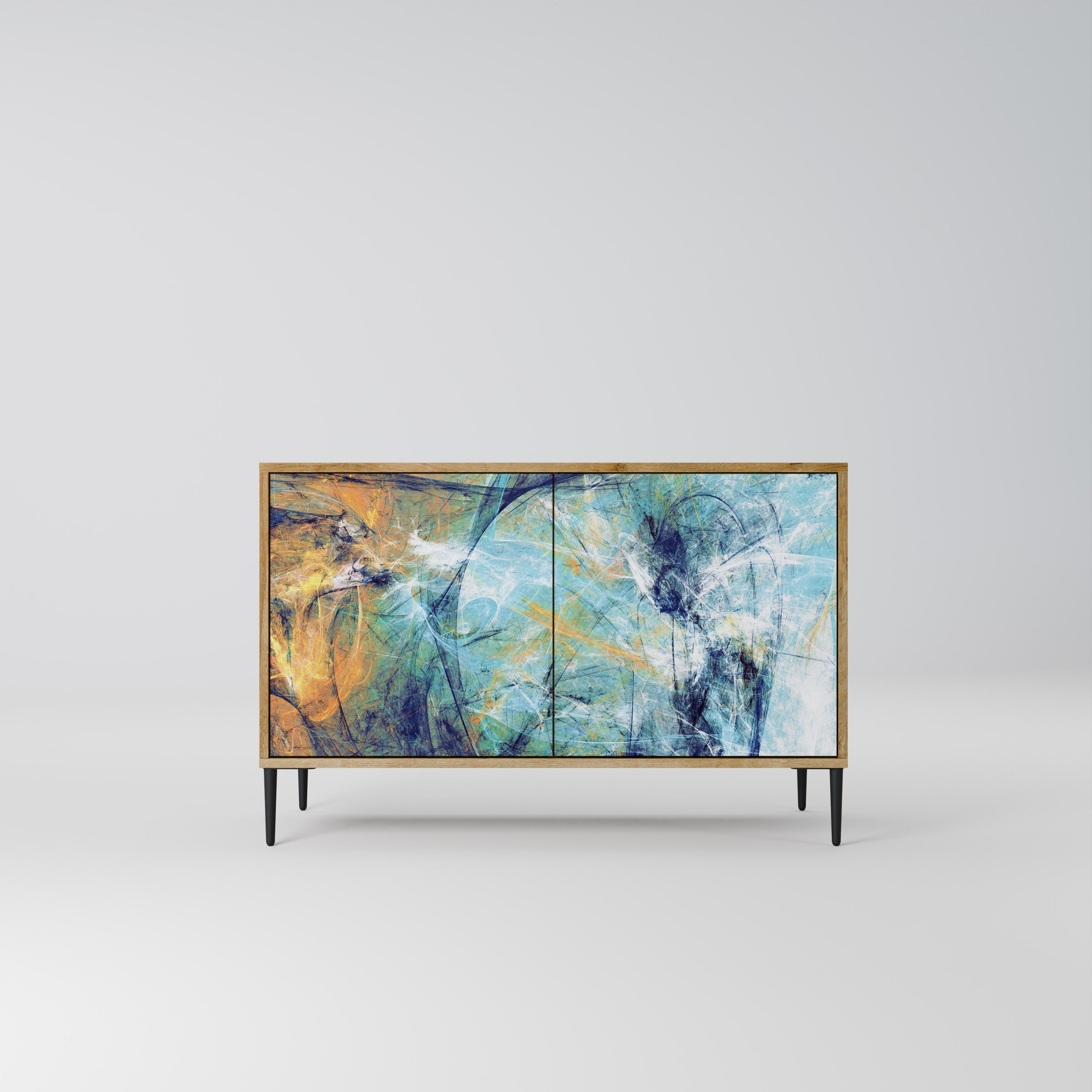 ABSTRACT THOUGHTS Aparador de 2 Portas em Efeito Carvalho