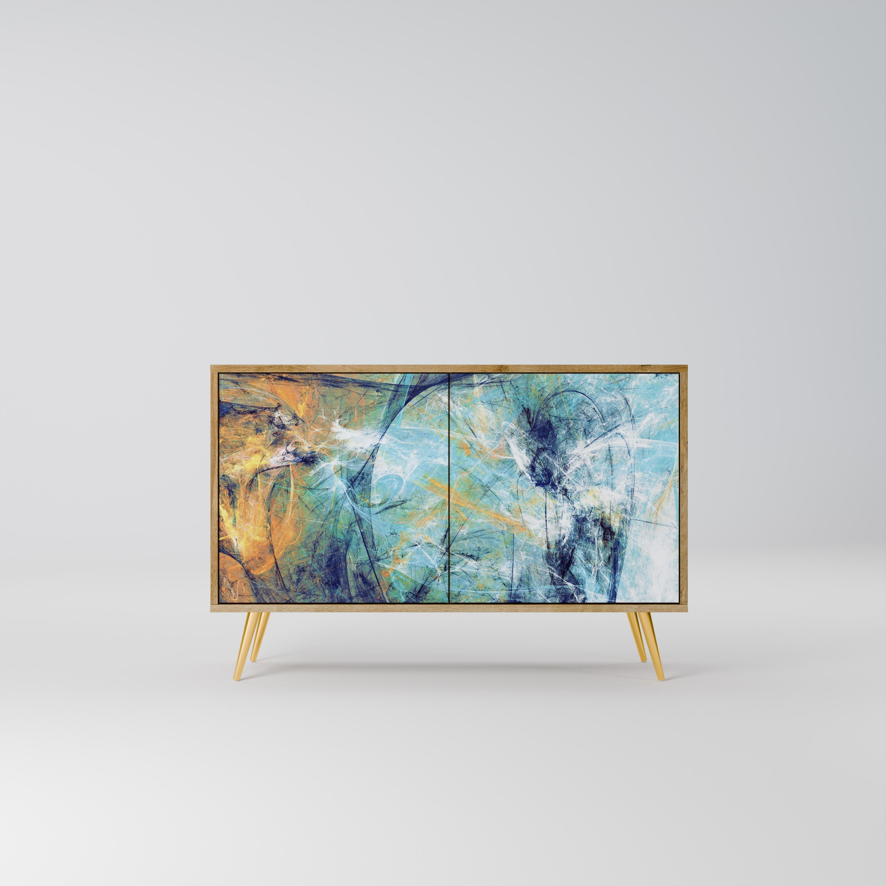 ABSTRACT THOUGHTS Aparador de 2 Portas em Efeito Carvalho