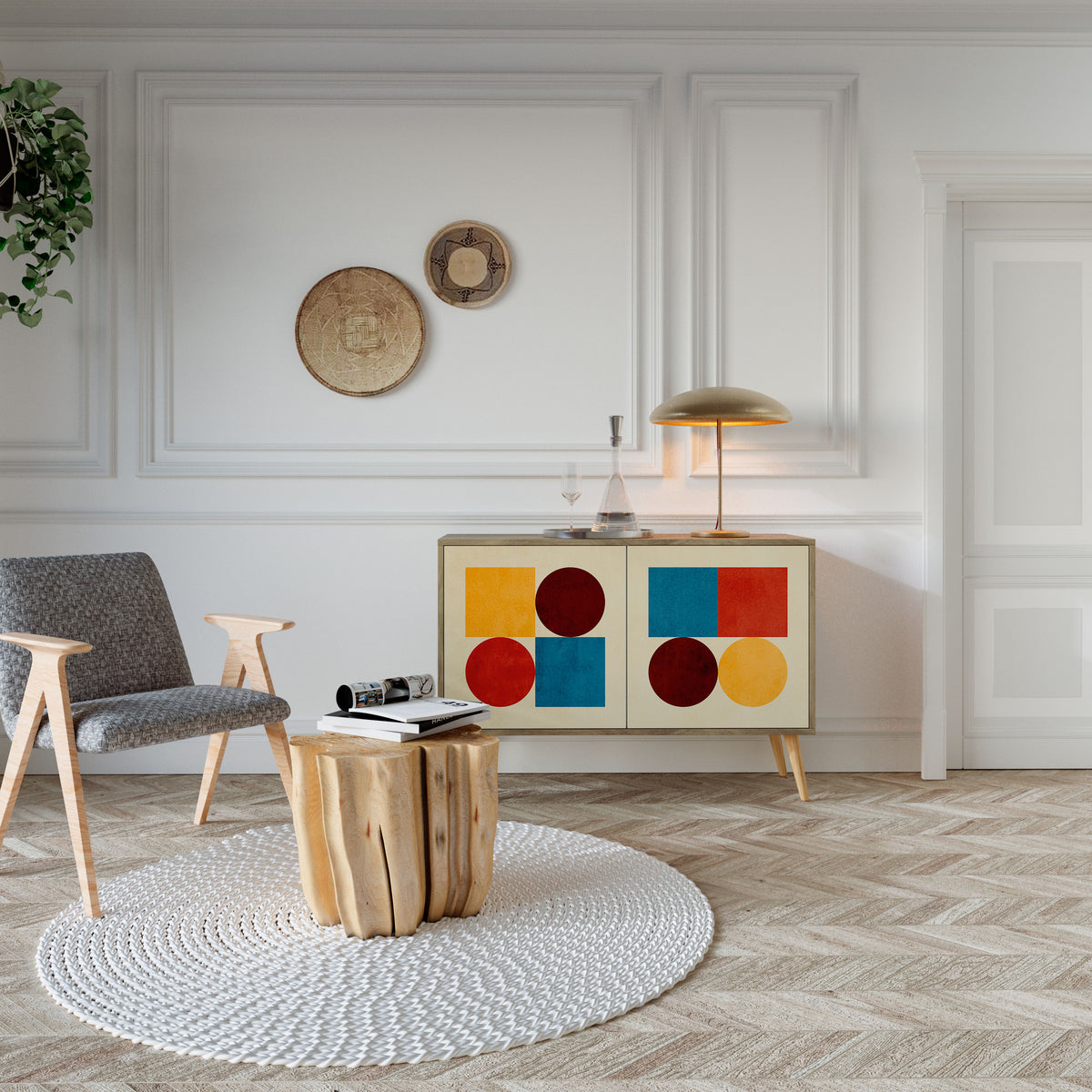 GEOMETRIC PUZZLE Aparador de 2 Portas