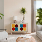 GEOMETRIC PUZZLE Aparador de 2 Portas em Efeito Carvalho