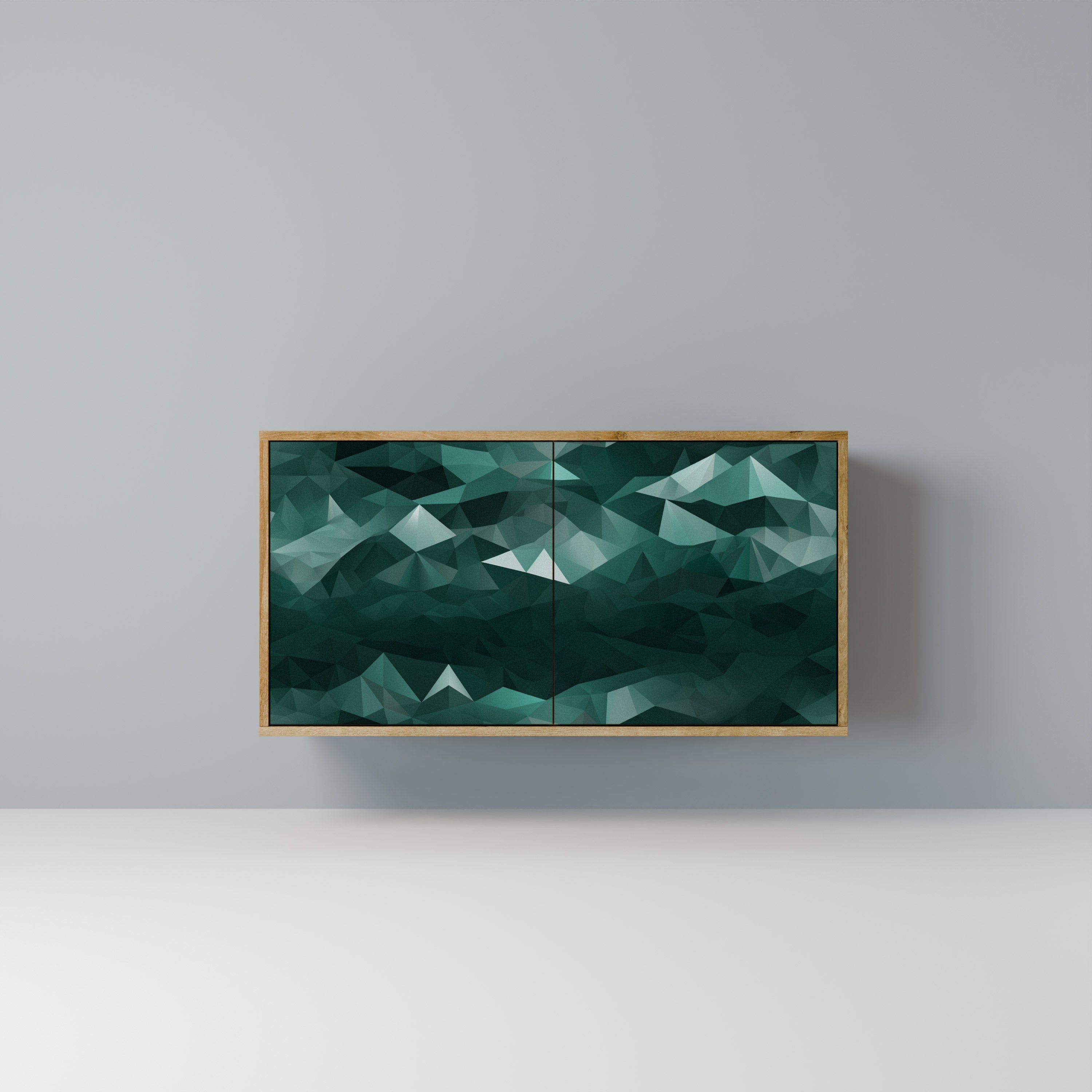 POLYGONAL FLOATING Aparador de 2 Portas em Efeito Carvalho