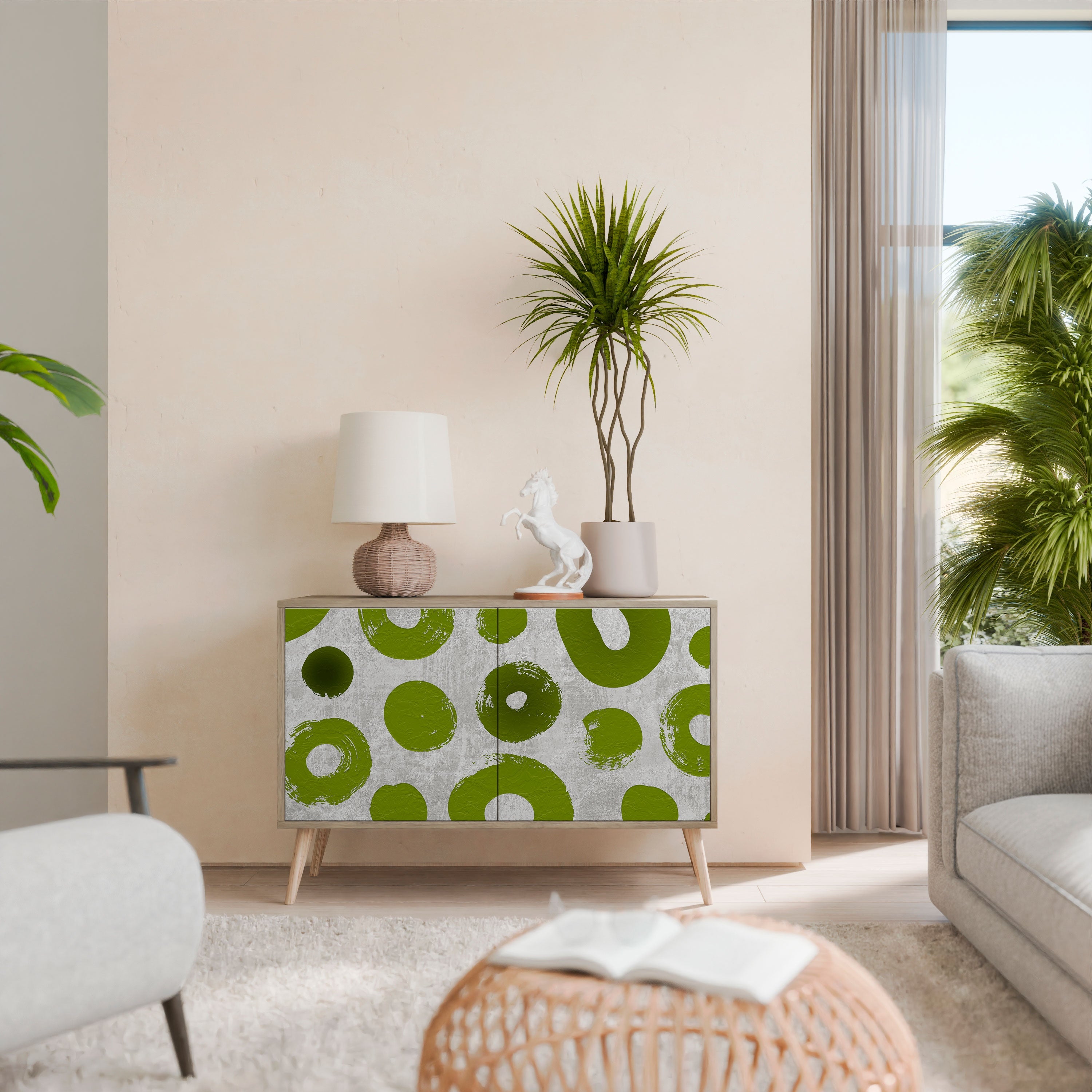 GREEN RHAPSODY Aparador de 2 Portas em Efeito Carvalho