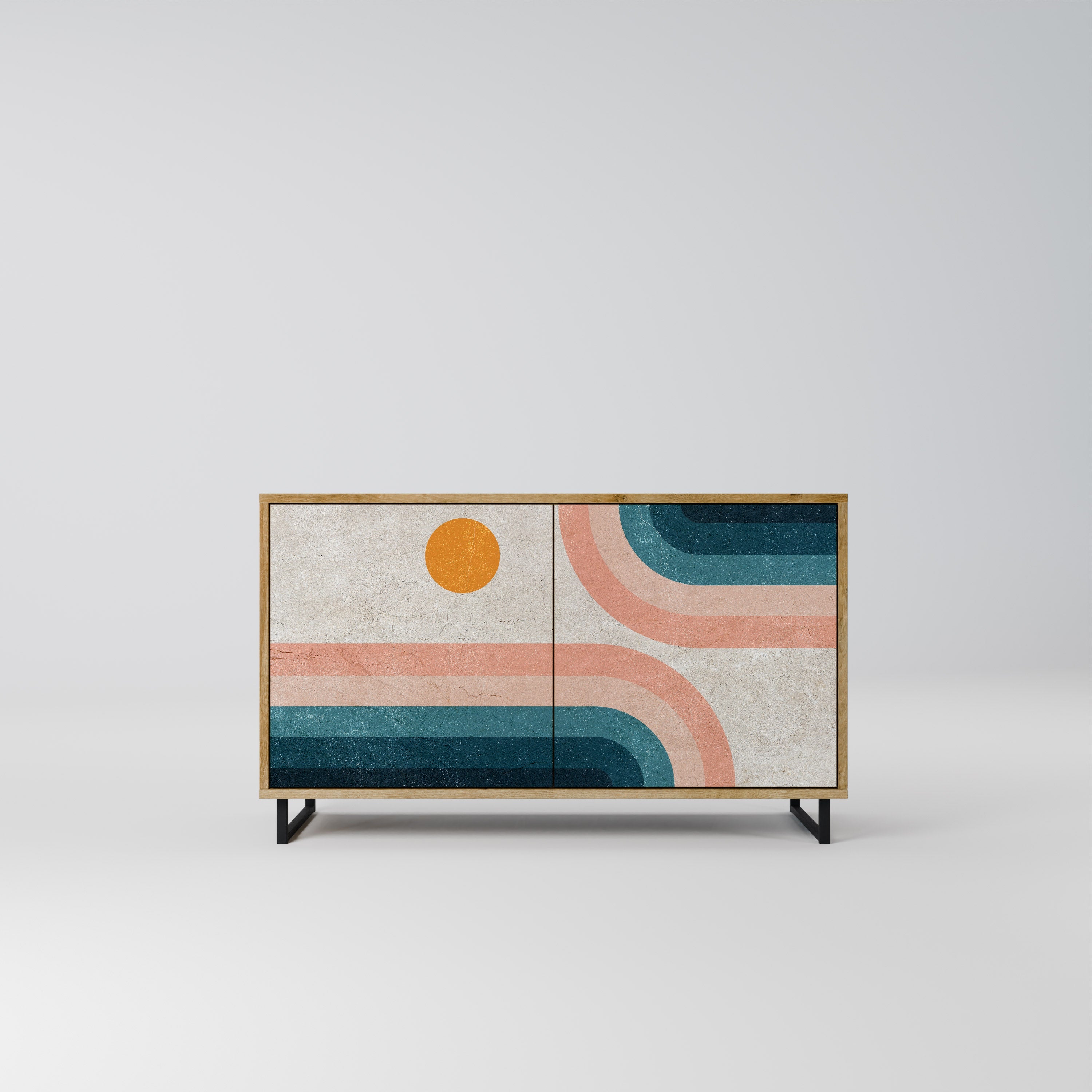 TWO HALVES Aparador de 2 Portas em Efeito Carvalho